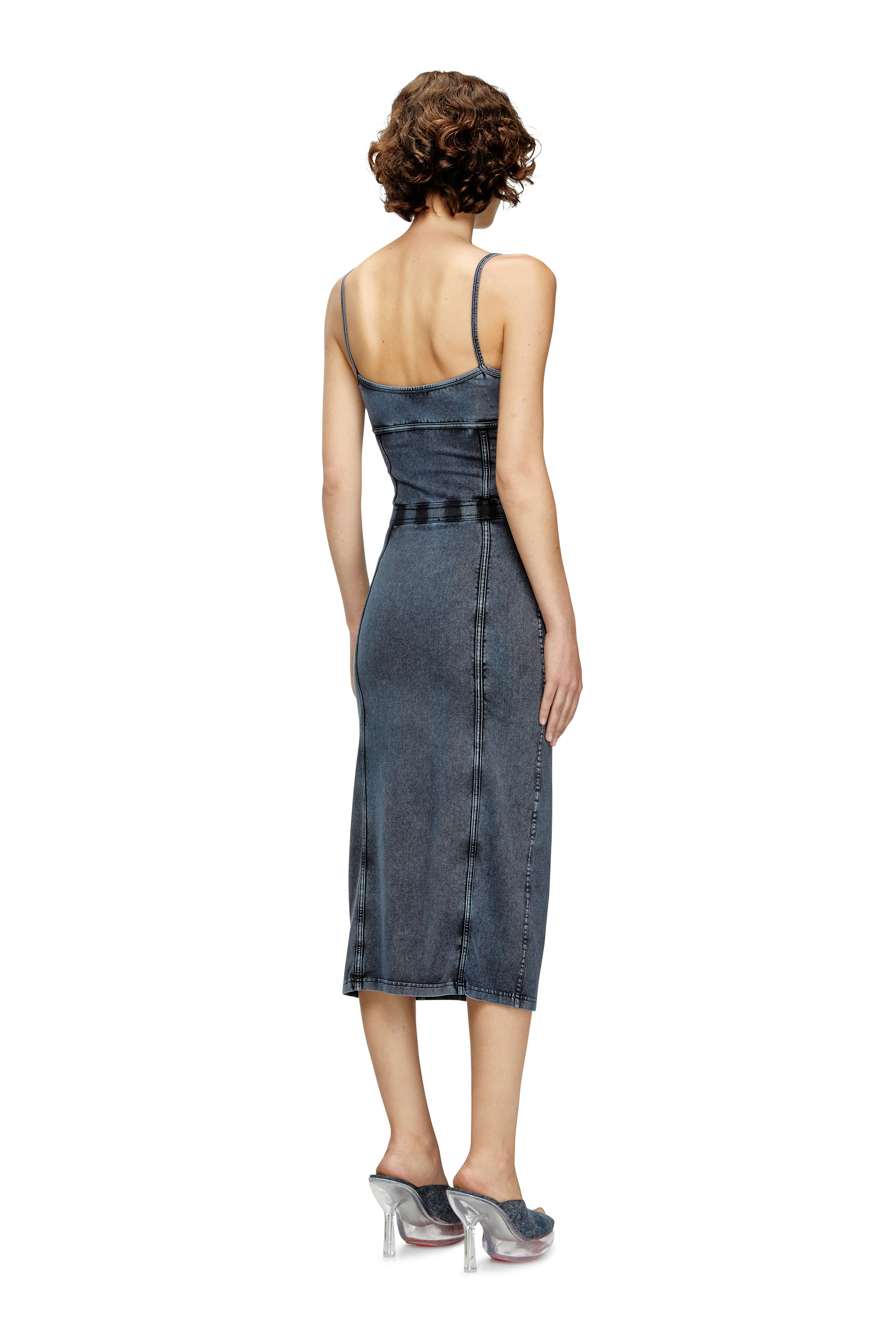 Diesel - D-ONY, Female's Midi dress in denim-look jersey in Dark Blue - 4