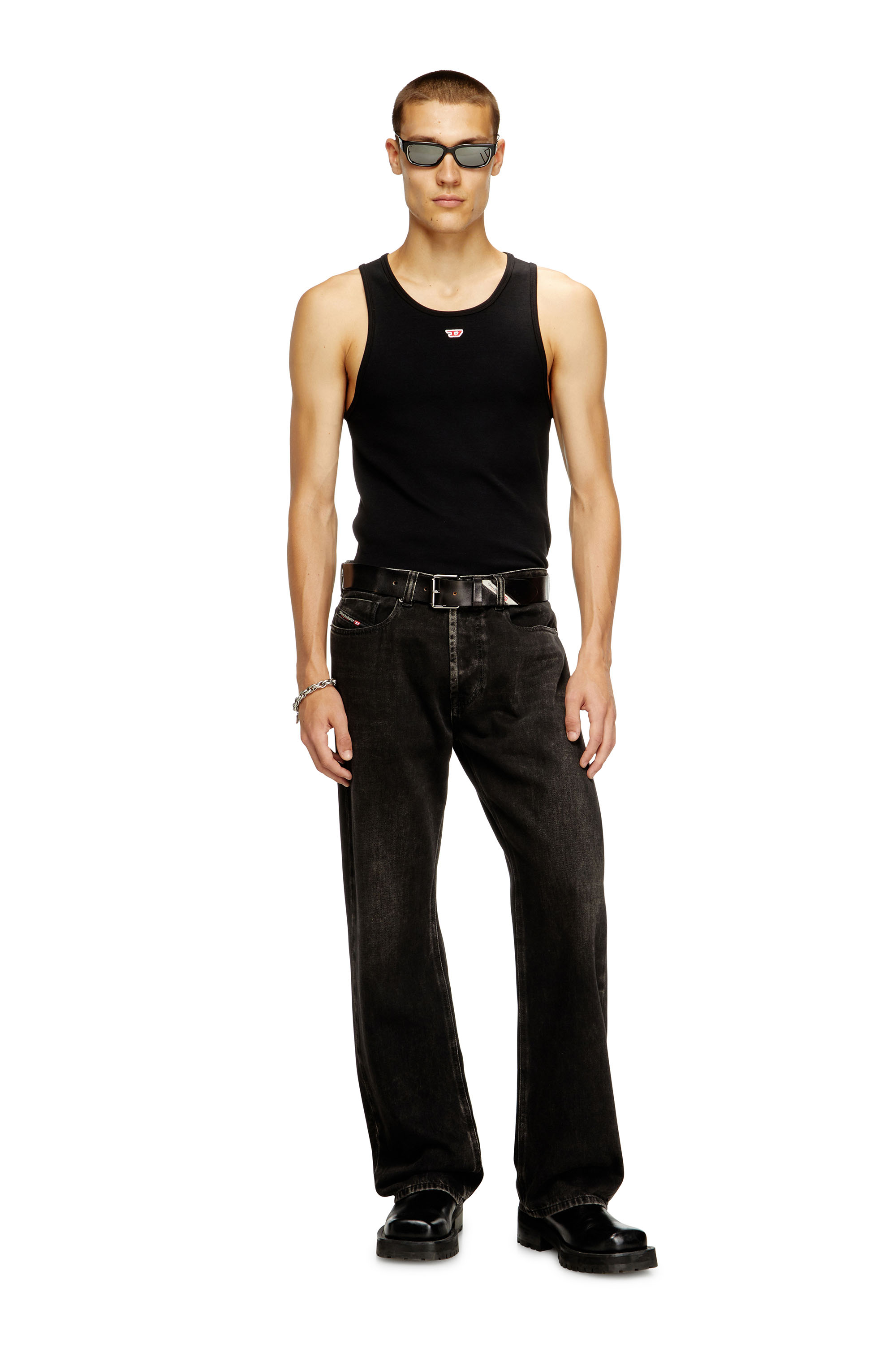 Diesel - T-LIFTY-D, Male's Tank top with mini D logo patch in Black - 2