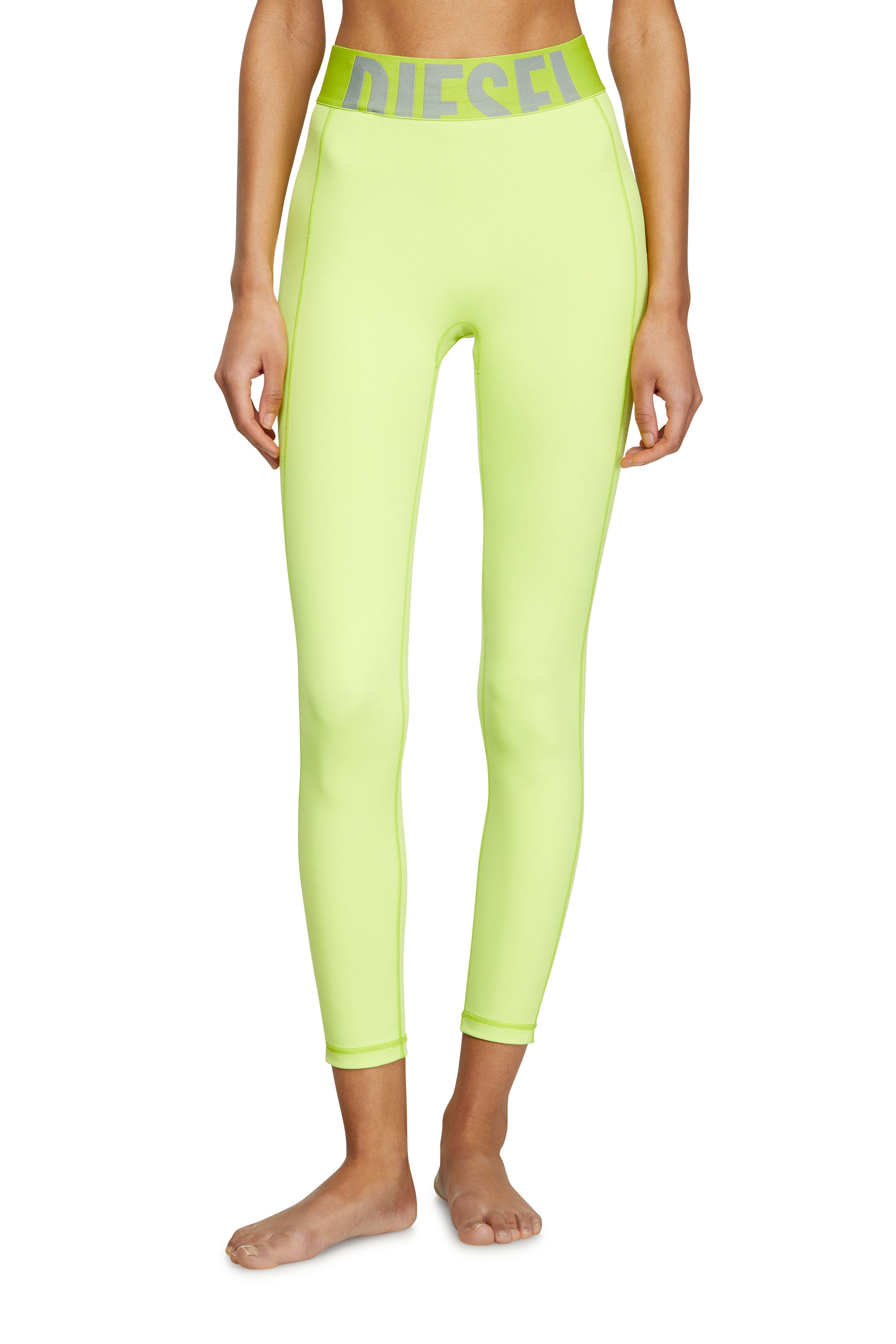 Diesel - ADELINE-D-POP, Leggings en microfibre avec logo tronqué Femme in Vert - 2