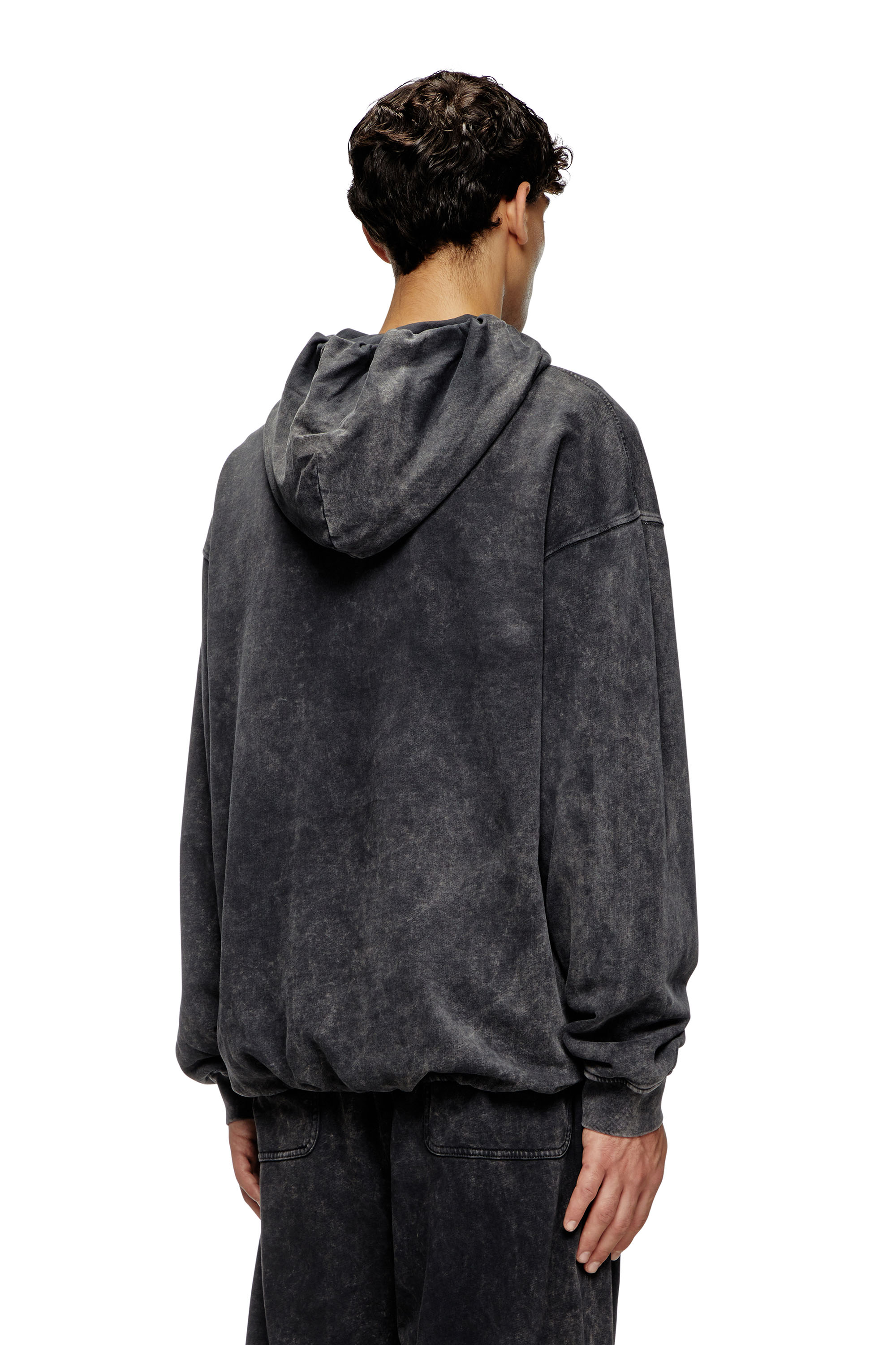 Diesel - S-BOXSTIC-HOOD, Unisex's Gathered acid-wash hoodie in Dark Grey - 3