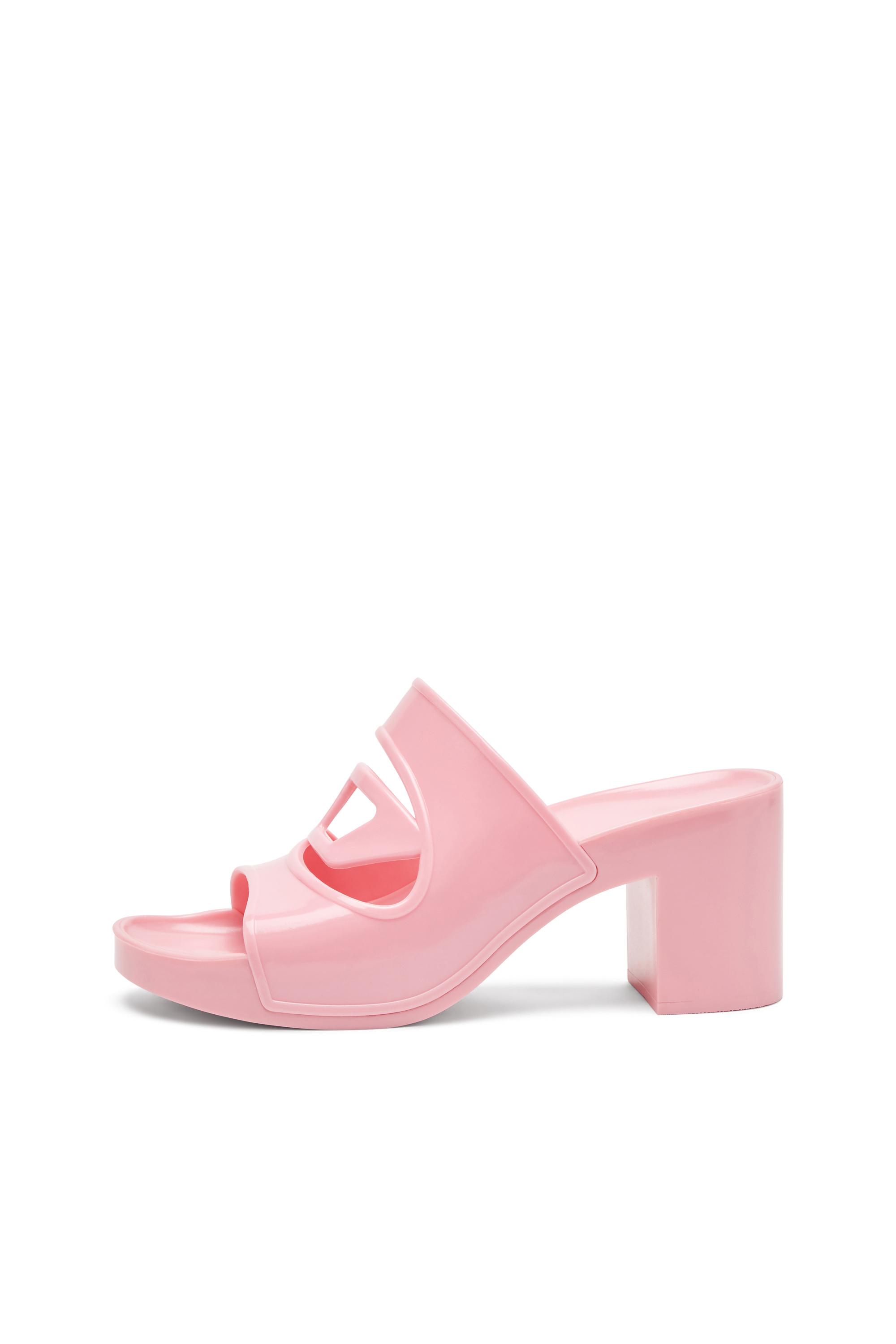 Diesel - SA-BONNIE, Female's Heeled rubber slides with cut-out logo in Pink - 7