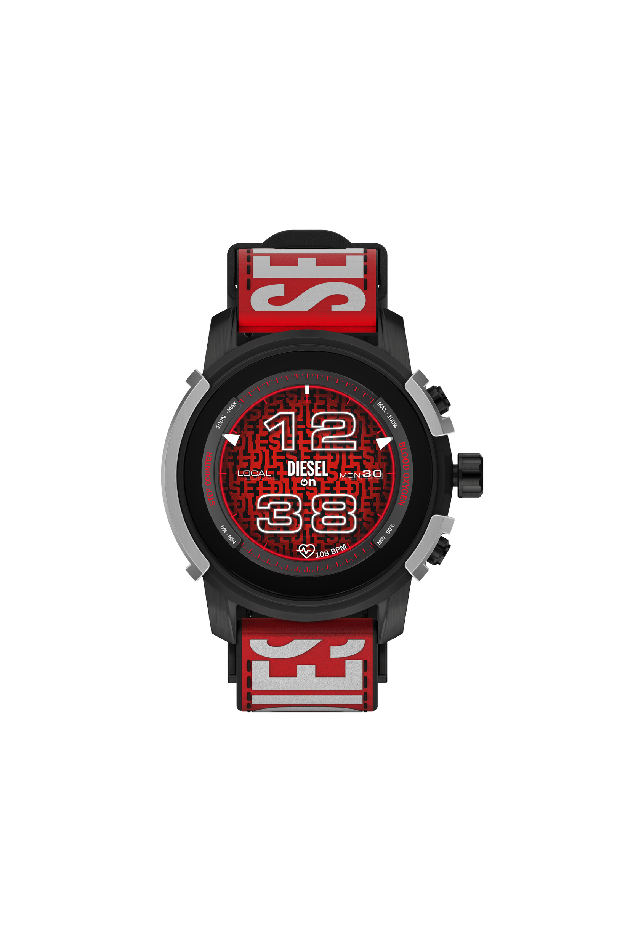 Diesel - DZT2041V, Male's Griffed nylon and silicone smartwatch in Black/Red - 1