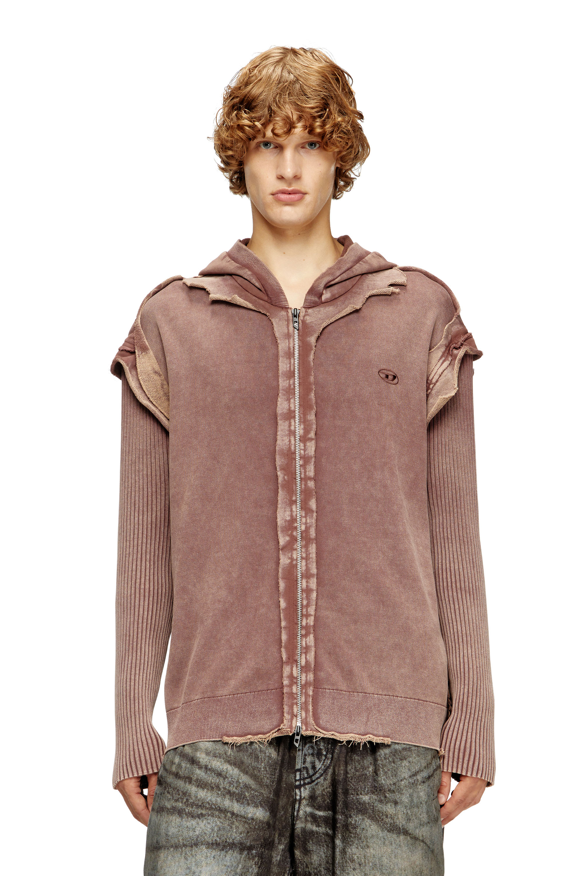 Diesel - K-PELTO, Sweat-shirt à capuche zippé avec effet destroy Homme in ToBeDefined - 1