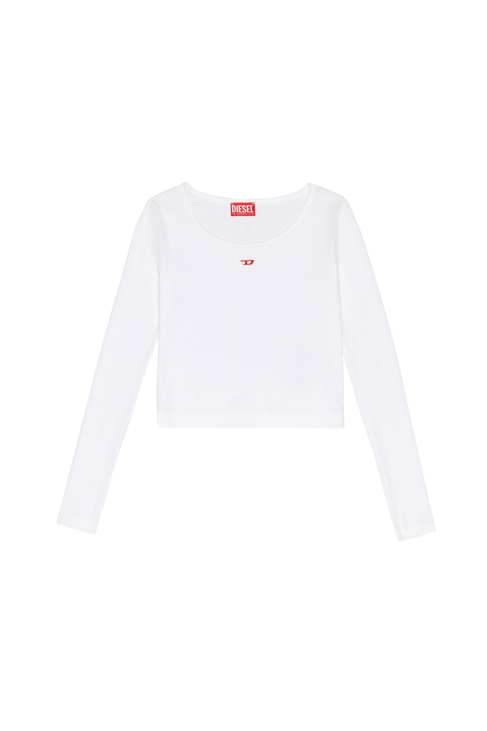 Diesel - T-BALLET-D, Top à manches longues avec empiècement D brodé Femme in Blanc - 4