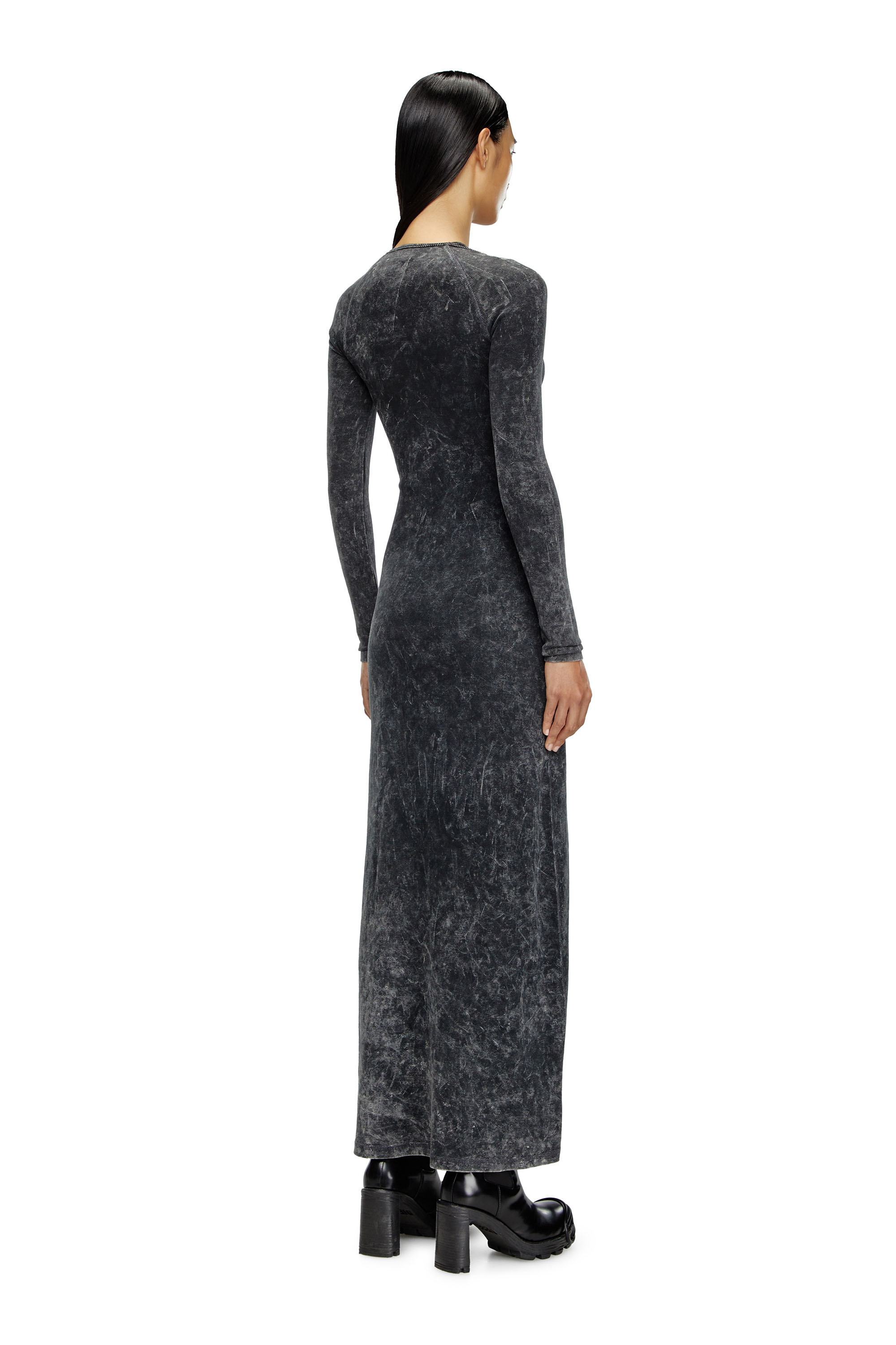 Diesel - D-MARINEL, Female's Long dress with marbled effect in Black - 2