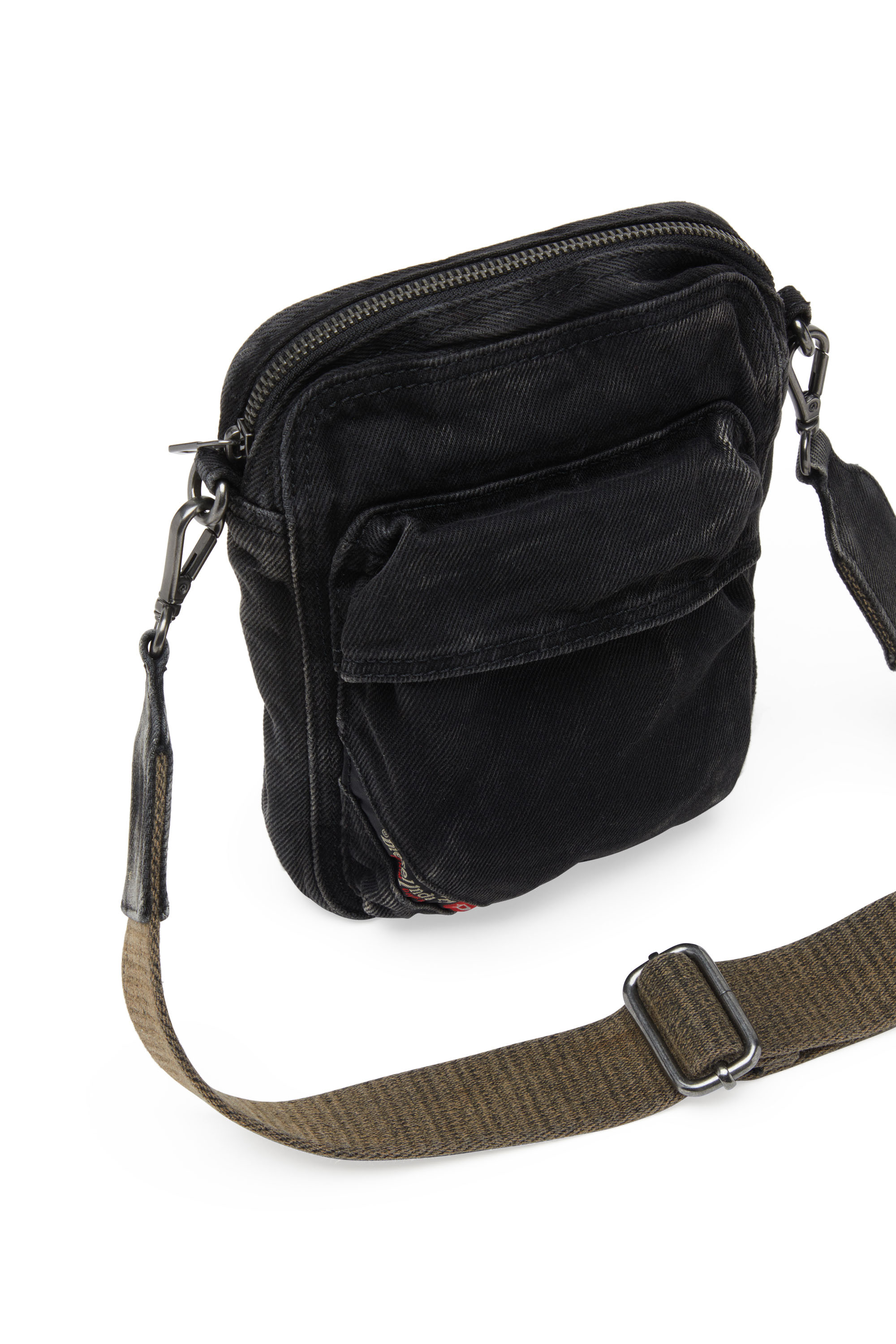 Diesel - MULTI-PKTS CROSSBODY X, Male's Crossbody bag in washed denim in Black - 4