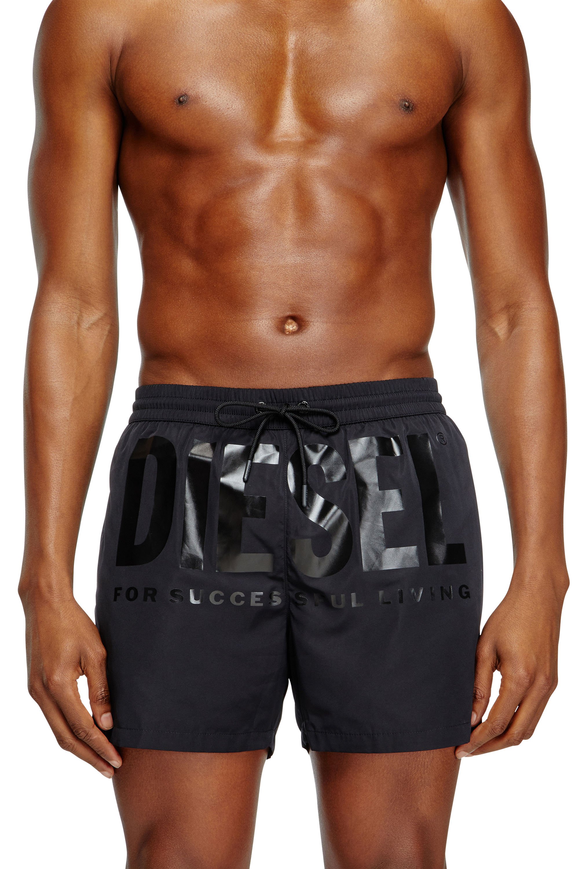 Diesel - KEN-37-D-CORE, Male's Mid-length swim shorts with maxi logo in Black - 2