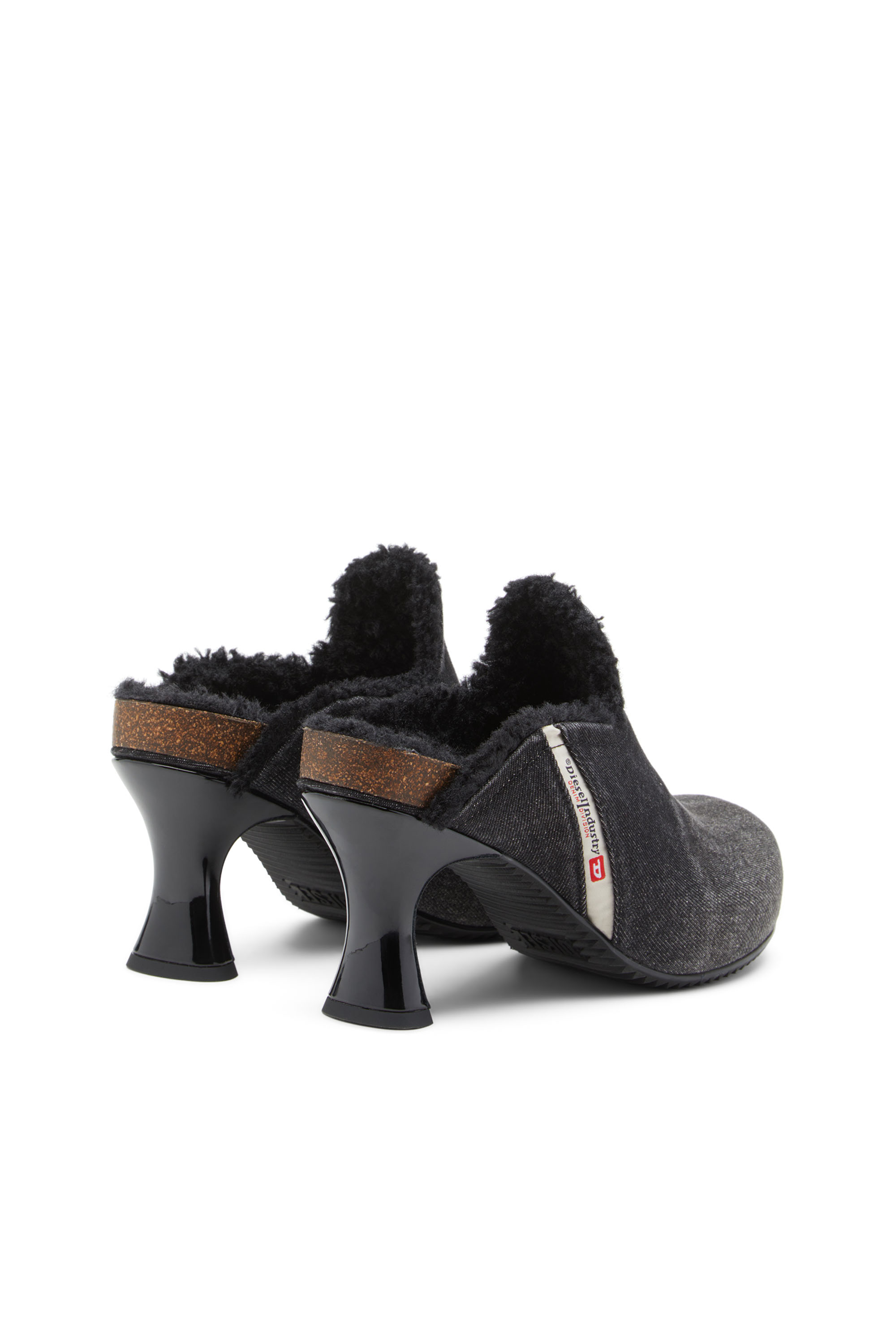 Diesel - D-WOODSTOCK ML W, Female's D-Woodstock-Plush-lined denim mules in Black - 3