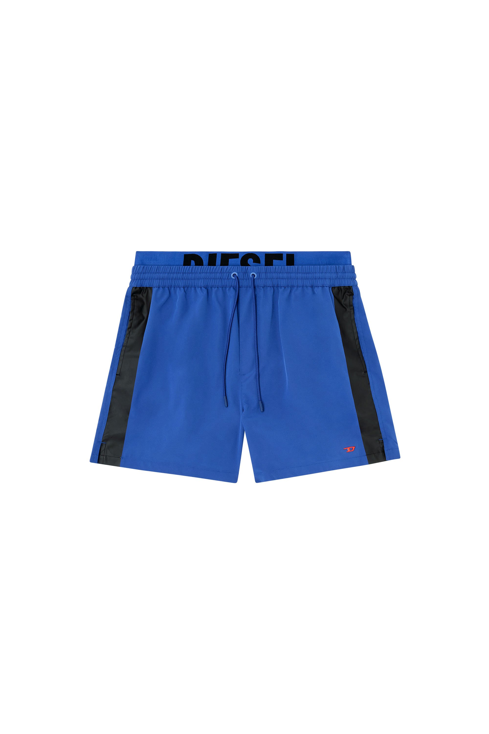 Diesel - VISPER-41-D-POP, Male's Mid-length swim shorts with hybrid waist in Blue/Black - 4