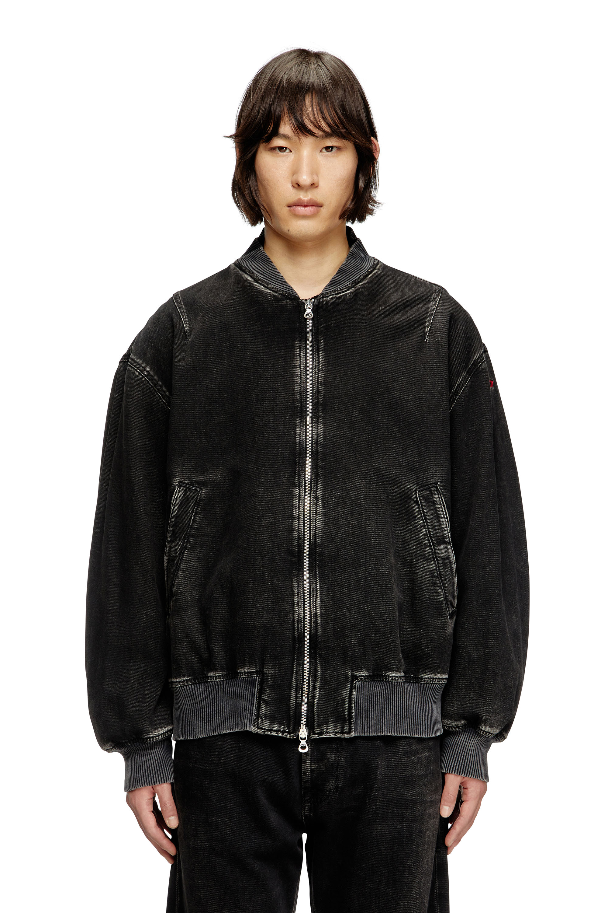 Diesel - D-VINZ, Male's Bomber jacket in clean-wash denim in Black - 1