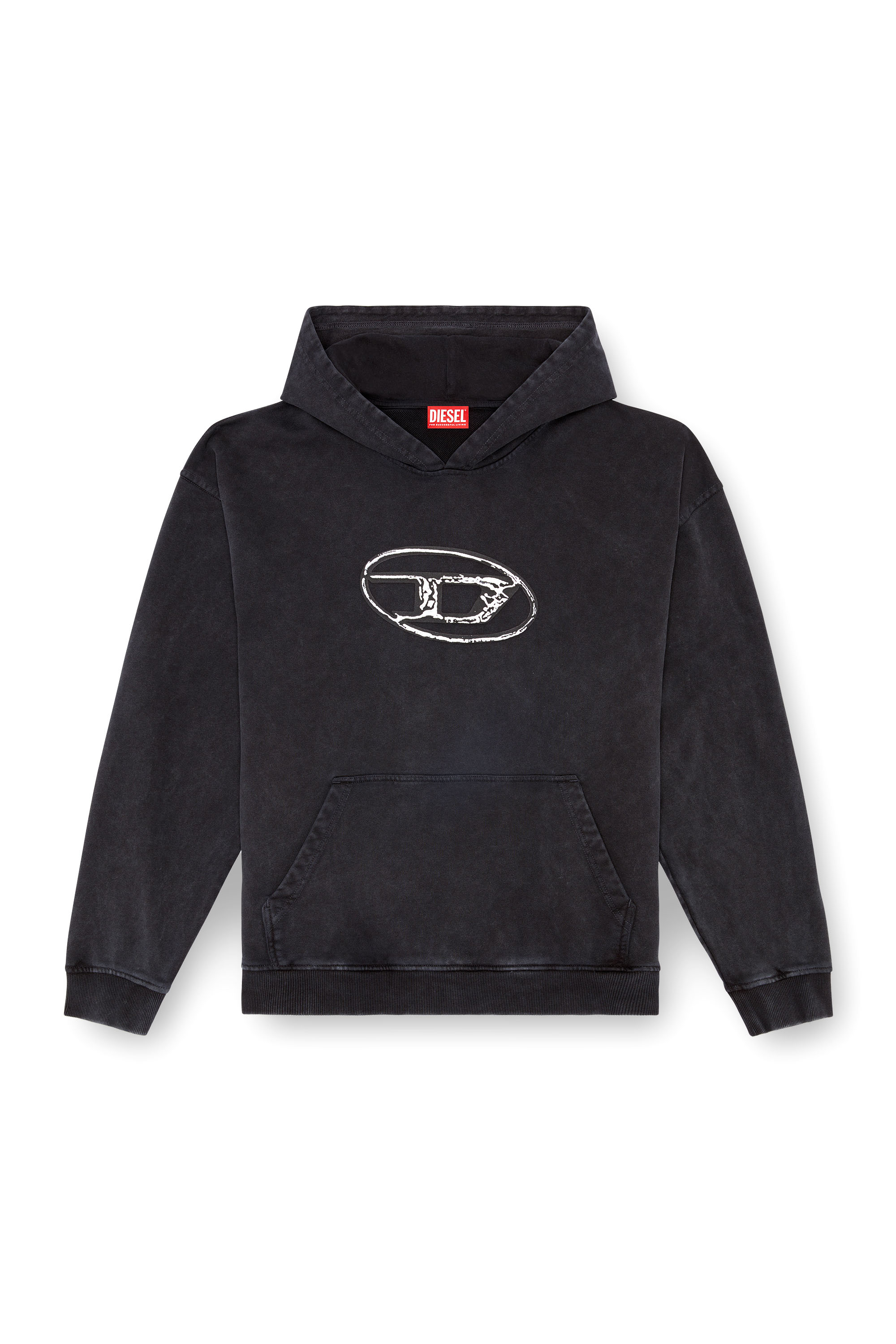 Diesel - S-BOXT-HOOD-Q7, Sweat-shirt à capuche avec logo imprimé multicouche Homme in Noir - 4