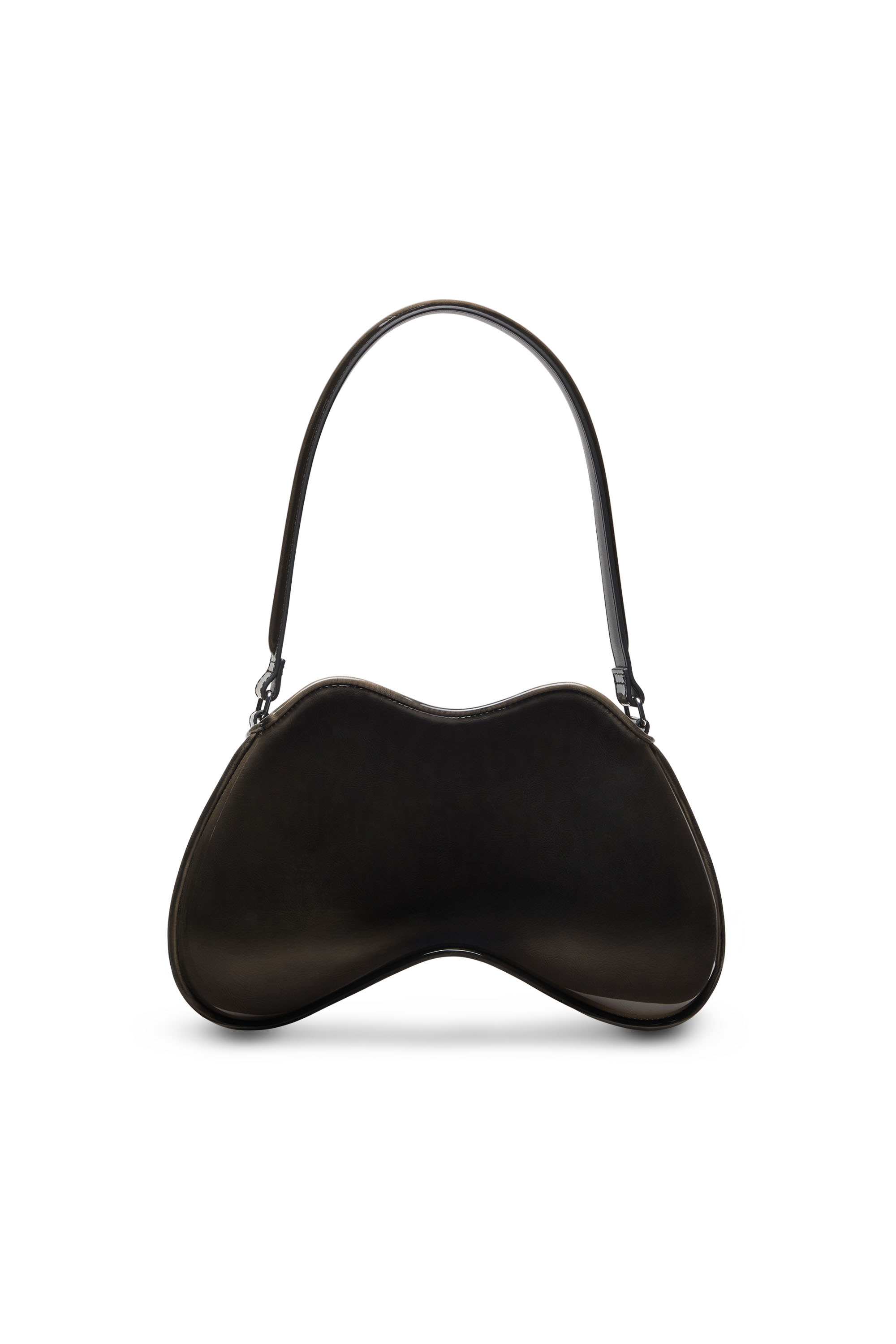 Diesel - DOUBLE-D SHOULDER, Female's Rigid shoulder bag in dégradé glossy PU in Black/Bronze - 2