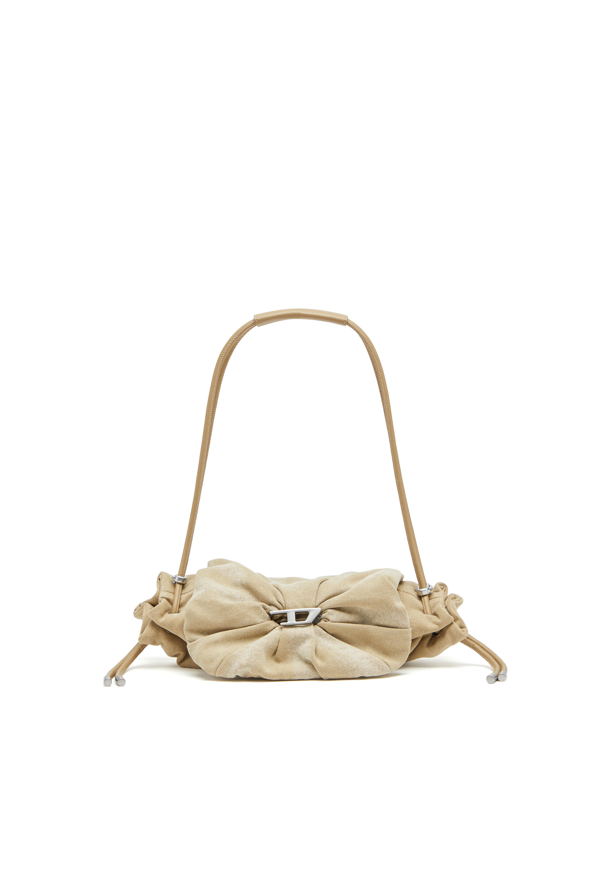 Diesel - SCRUNCH-D SHOULDER S, Female's Scrunch-D S-Small shoulder bag in washed canvas in Beige - 1