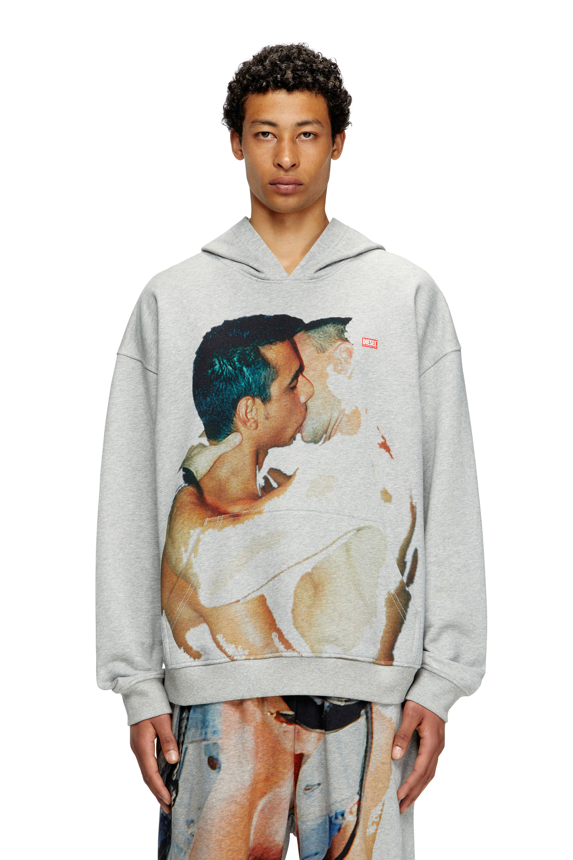Diesel - PR-S-BOXT-HOOD-TOM25, Sweat-shirt à capuche avec imprimé graphique Mixte in Gris - 1