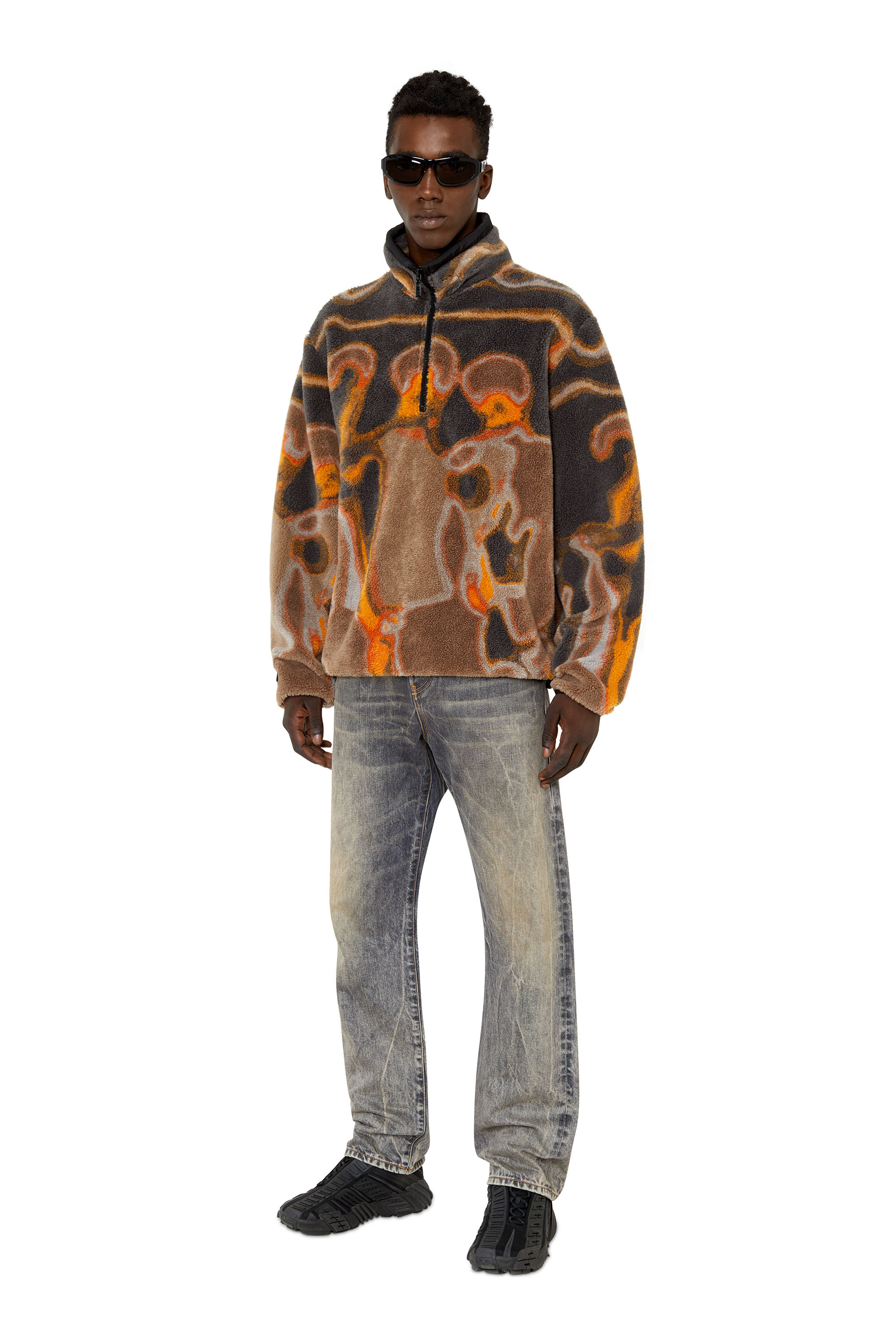 Diesel - S-TRAILER, Male Half-zip sweatshirt in teddy jacquard in Multicolor - Image 2