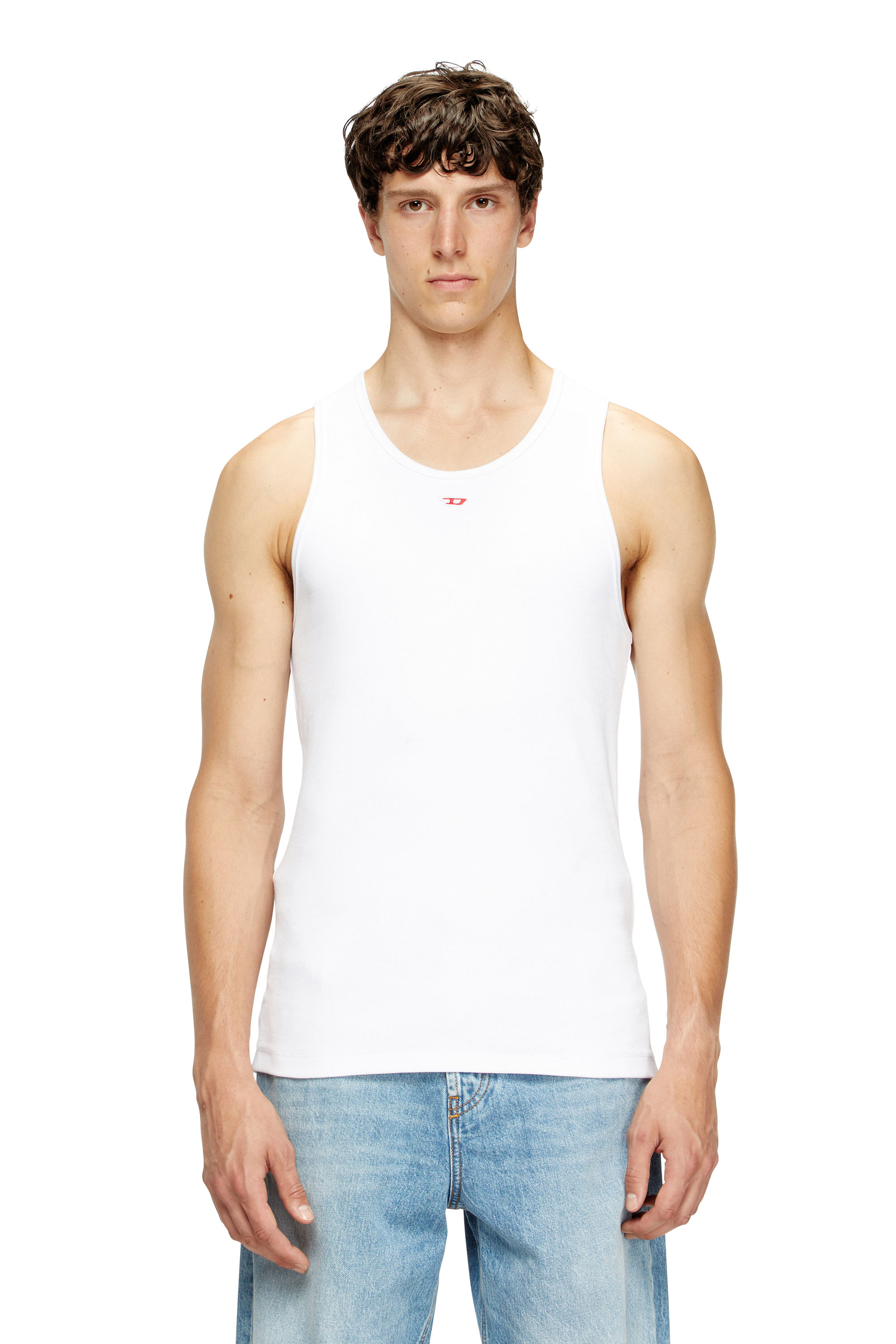Diesel - T-LIFTY-D, Male's Tank top with mini D logo patch in White - 1