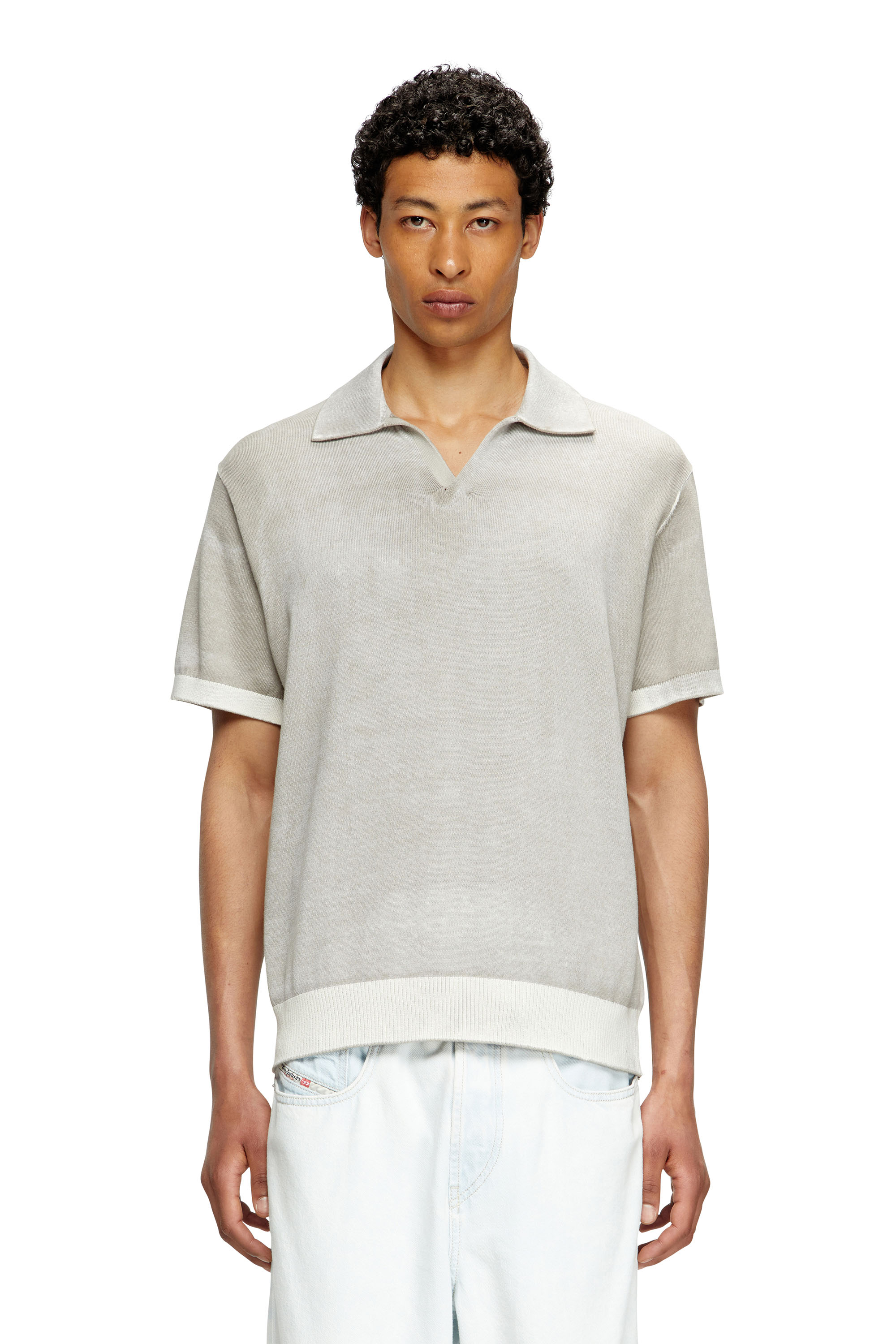 Diesel - K-LORENZO-SS, Male's Reverse-print short-sleeve polo jumper in Grey - 1