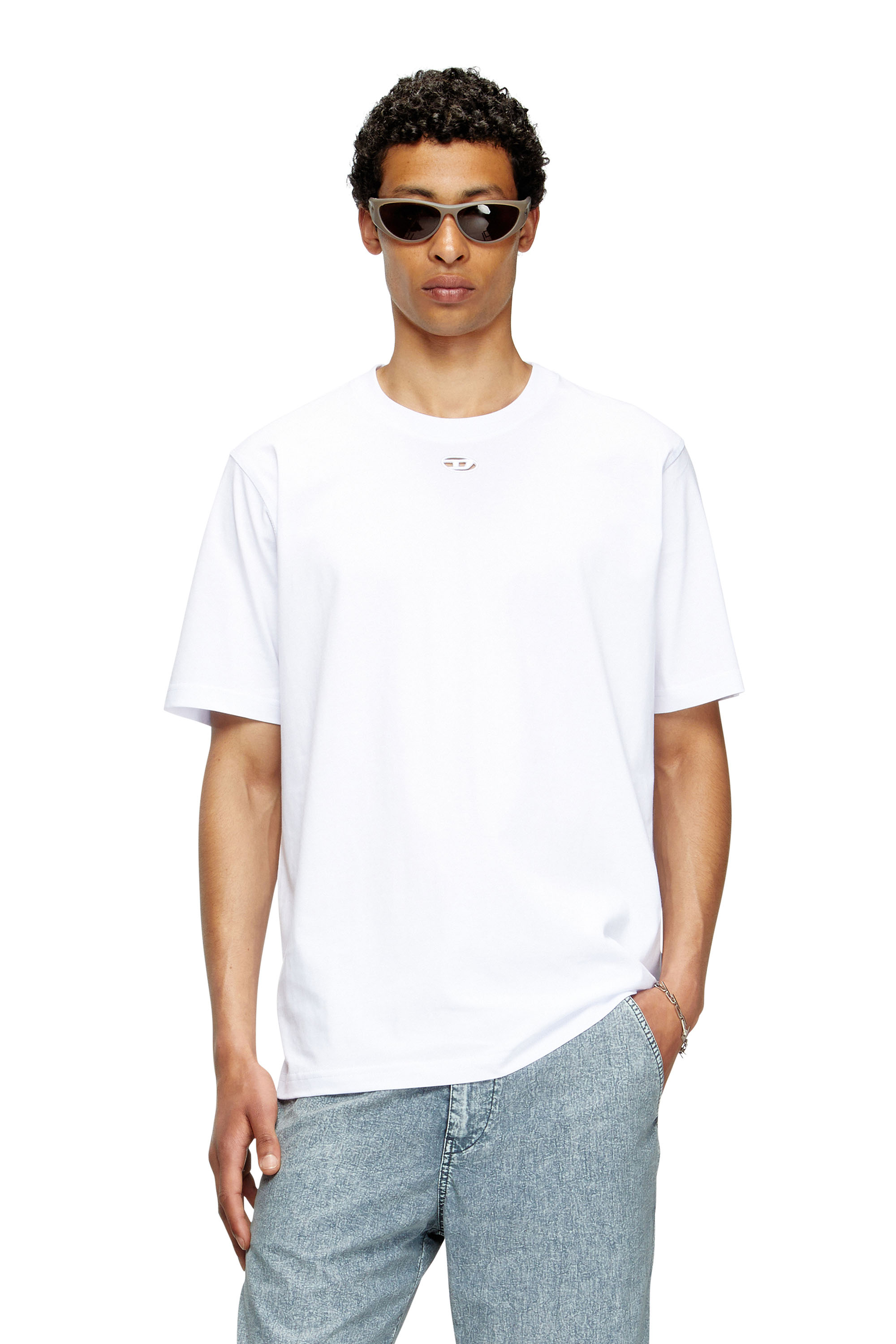 Diesel - T-ADJUST-MAREY, Male's T-shirt with cut-out Oval D in White - 1