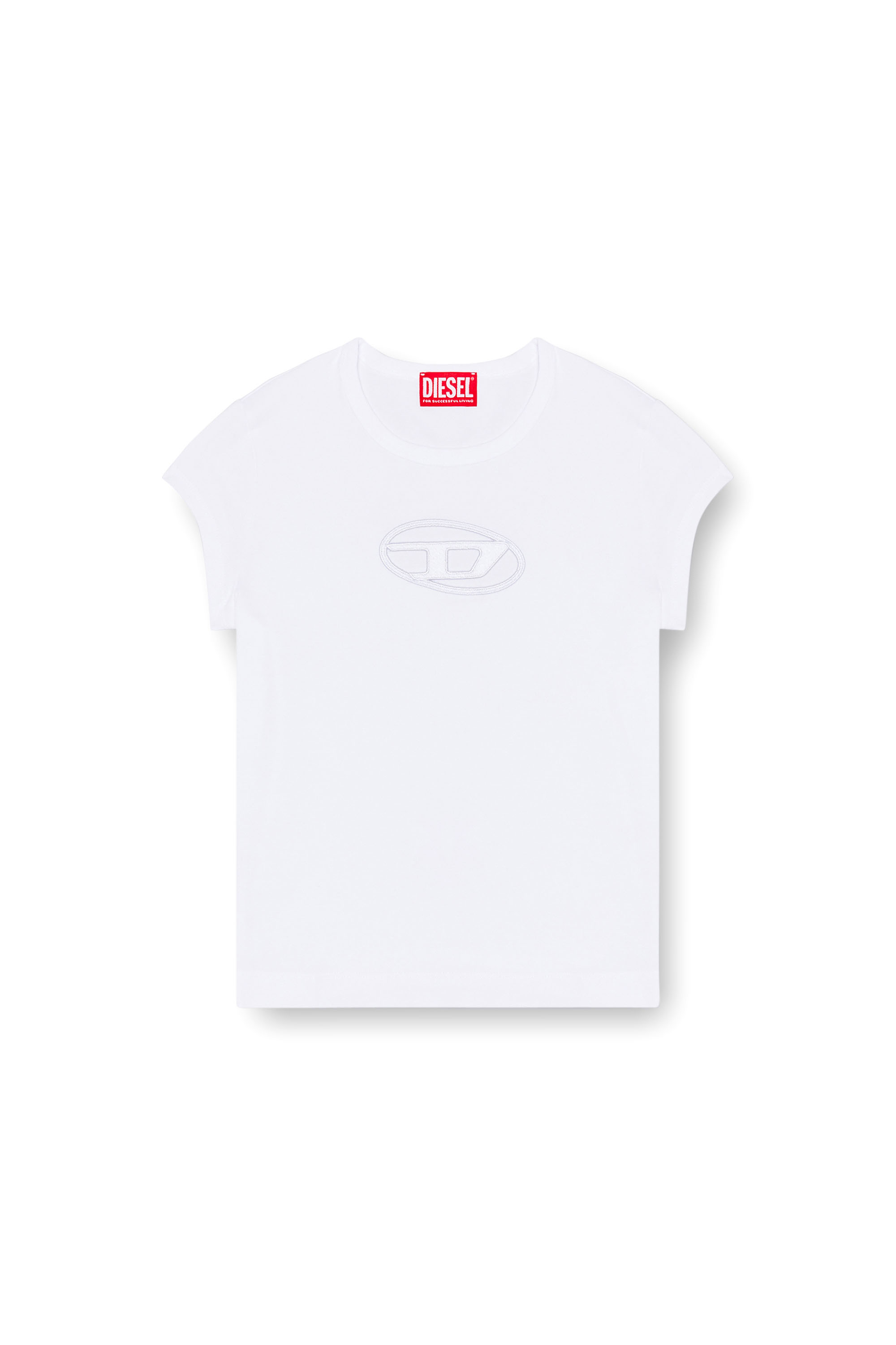 Diesel - T-ANGIE, Femme T-shirt avec logo peek-a-boo in Blanc - Image 3