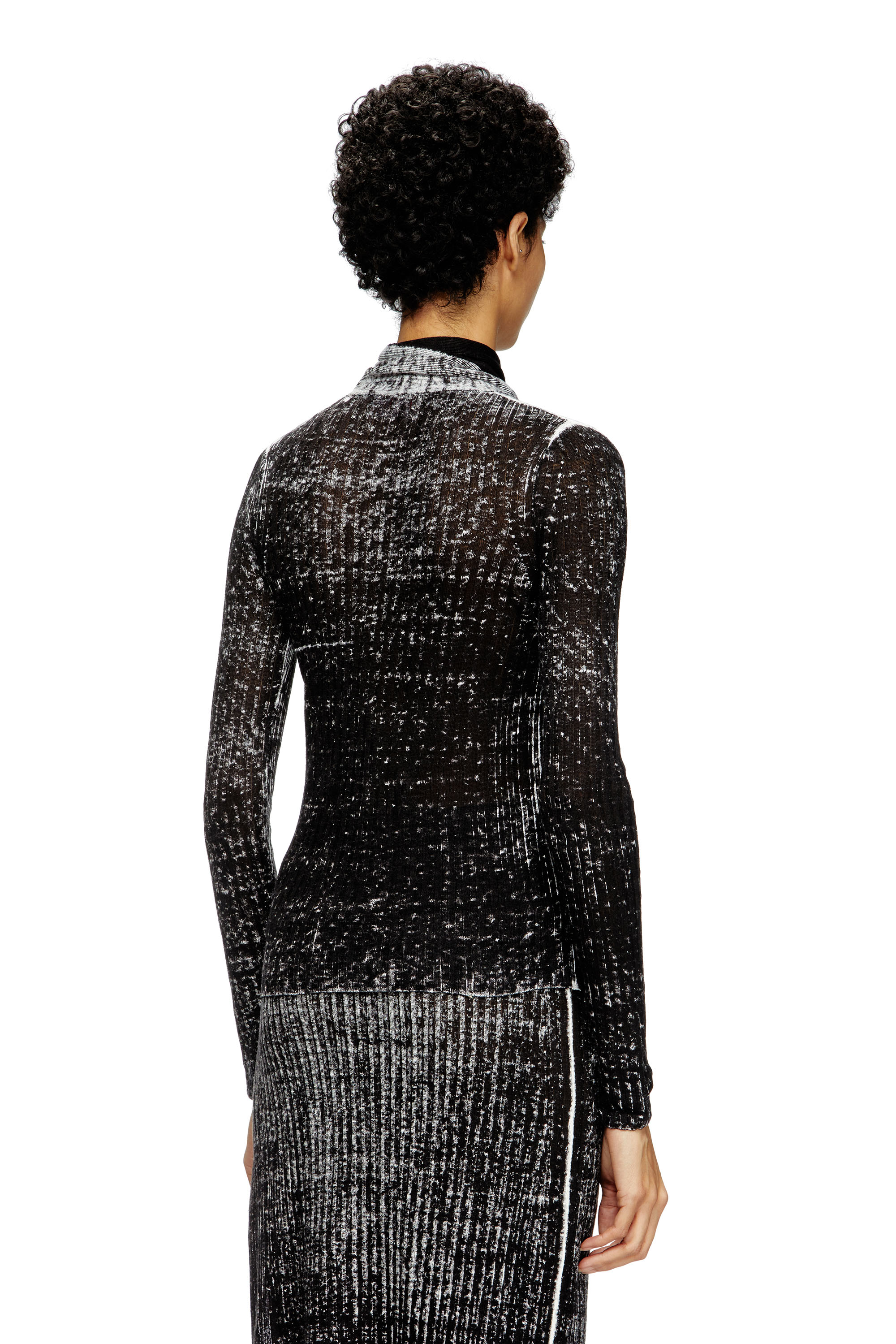 Diesel - M-ELAN, Female's Keyhole neck-tie jumper in linen in Black - 3