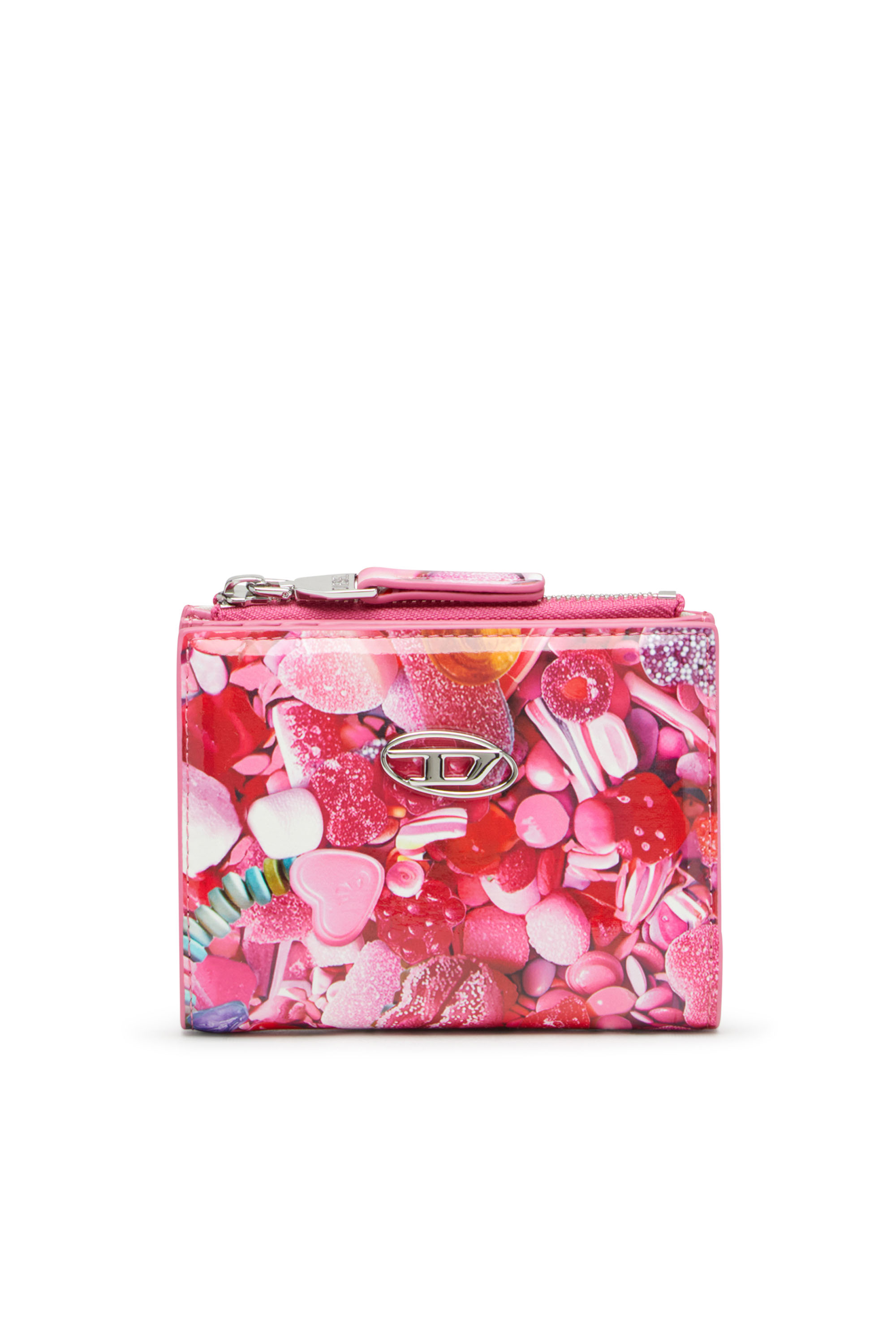 Diesel - PLAY BI-FOLD ZIP II, Female's Small wallet in printed glossy PU in Pink - 1