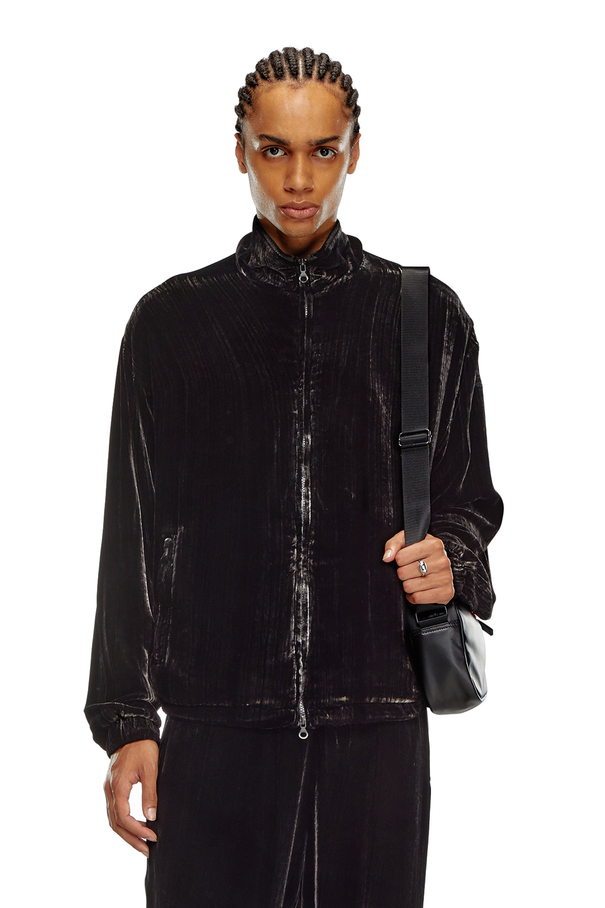 Diesel - J-SALFORD, Male Treated silk-blend velvet jacket in Black - Image 1