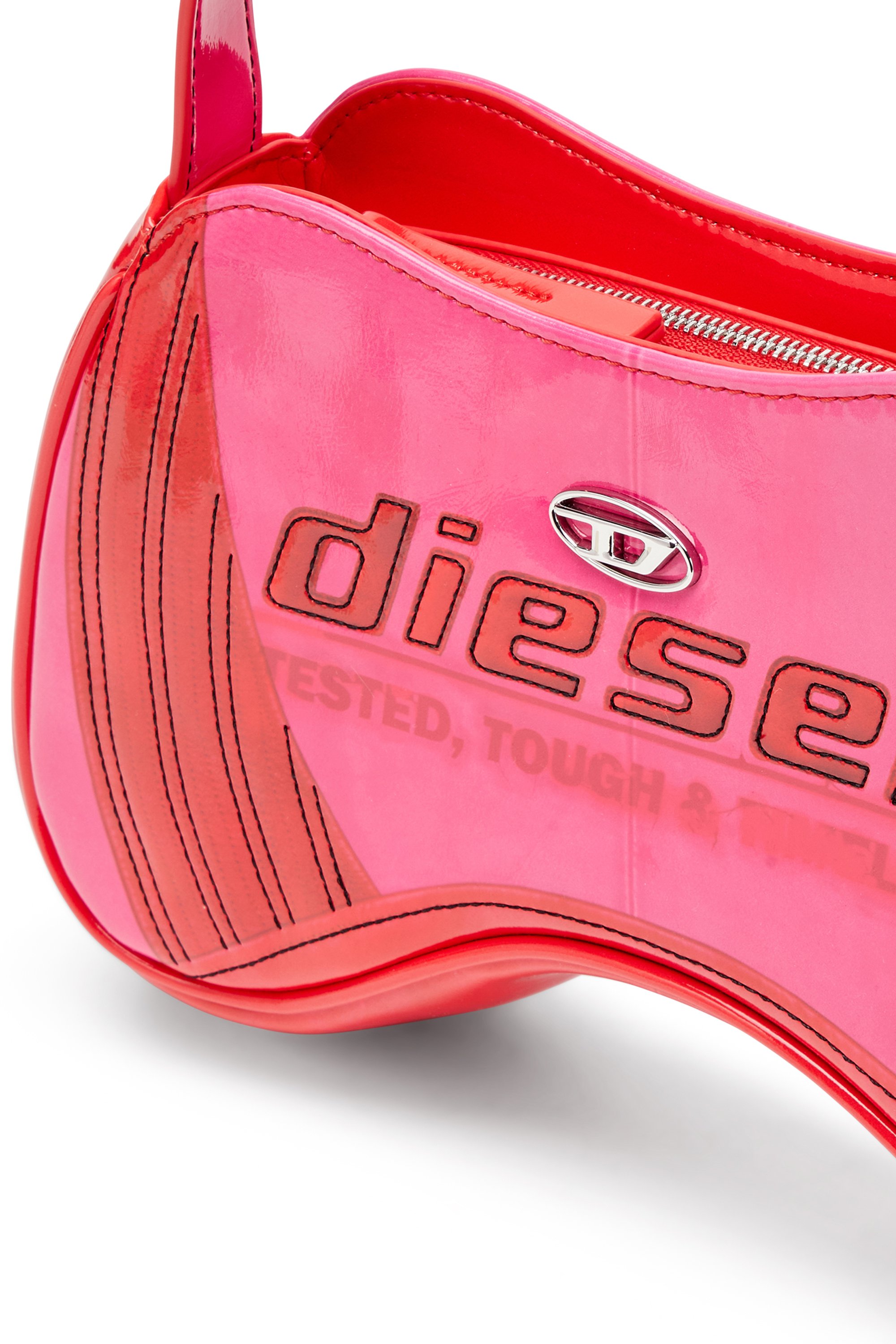 Diesel - PLAY SHOULDER, Female's Play-Glossy shoulder bag with biker details in Pink - 5