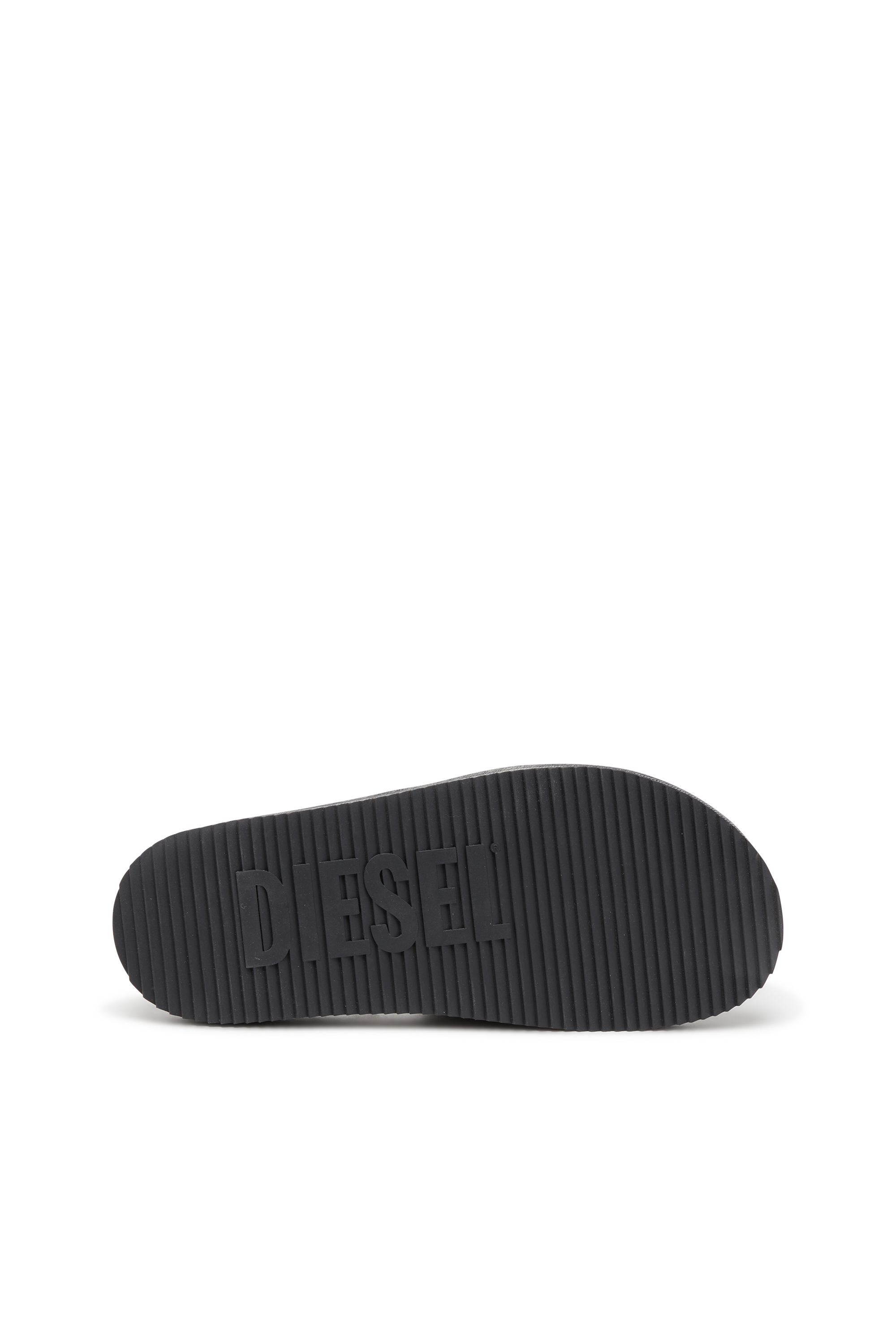 Diesel - SA-SLIDE D OVAL, Unisex's Sa-Slide D-Denim slides with embossed strap in Black - 4