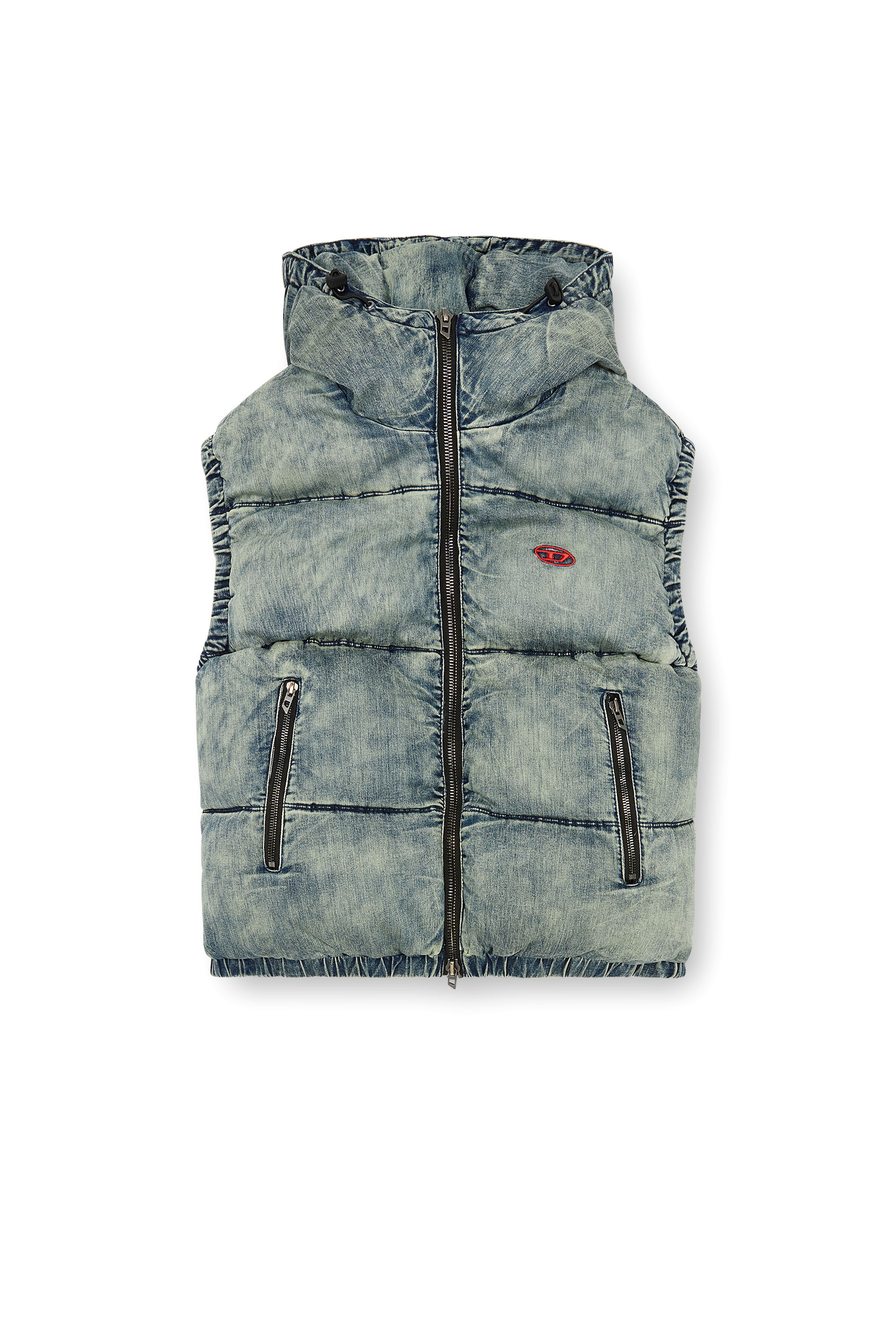 Diesel - W-MONS-SL, Gilet matelassé en denim délavé Homme in Bleu - 5