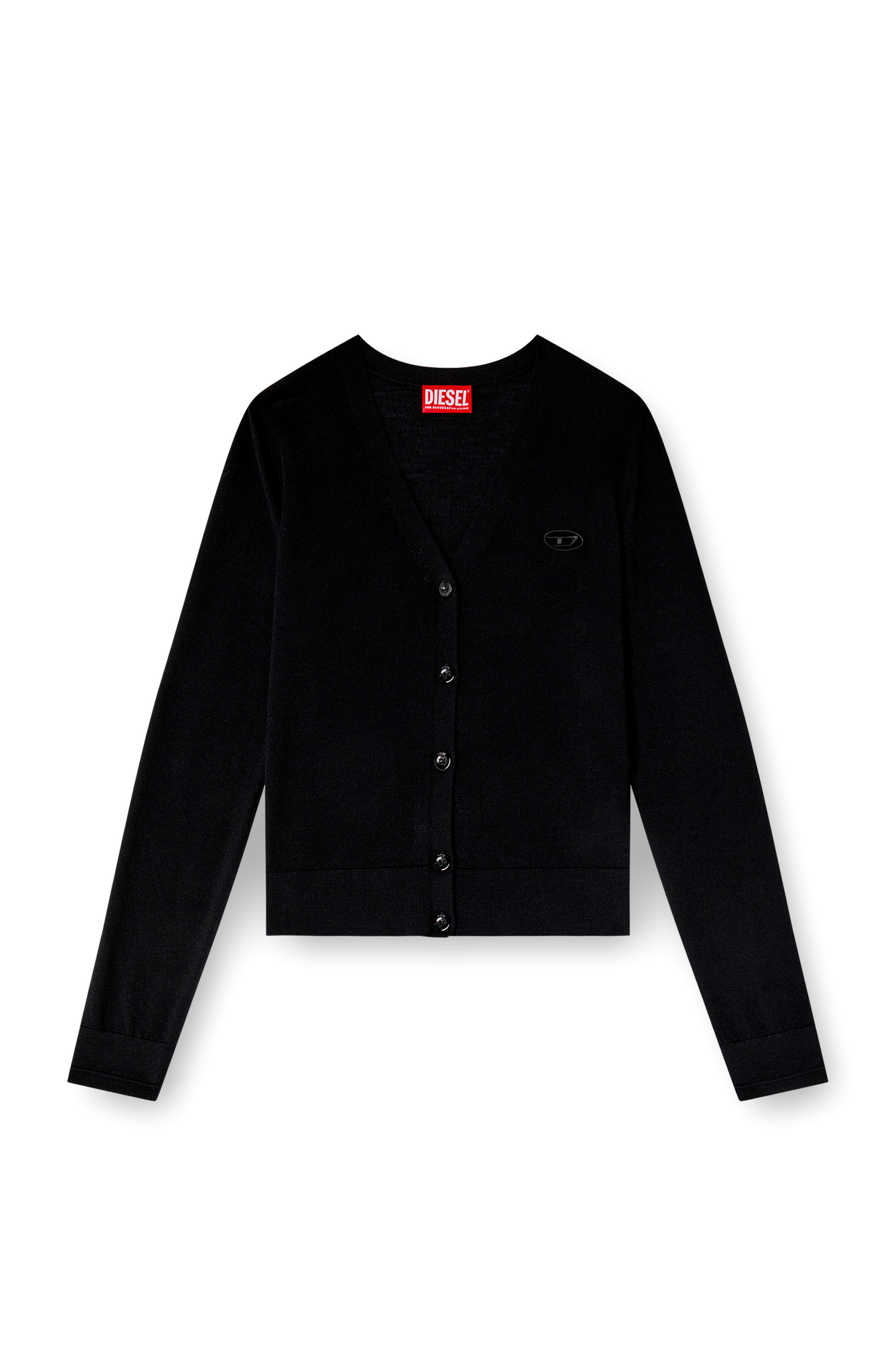 Diesel - M-ALIMA, Cardigan en laine avec logo cut-out Femme in Noir - 5