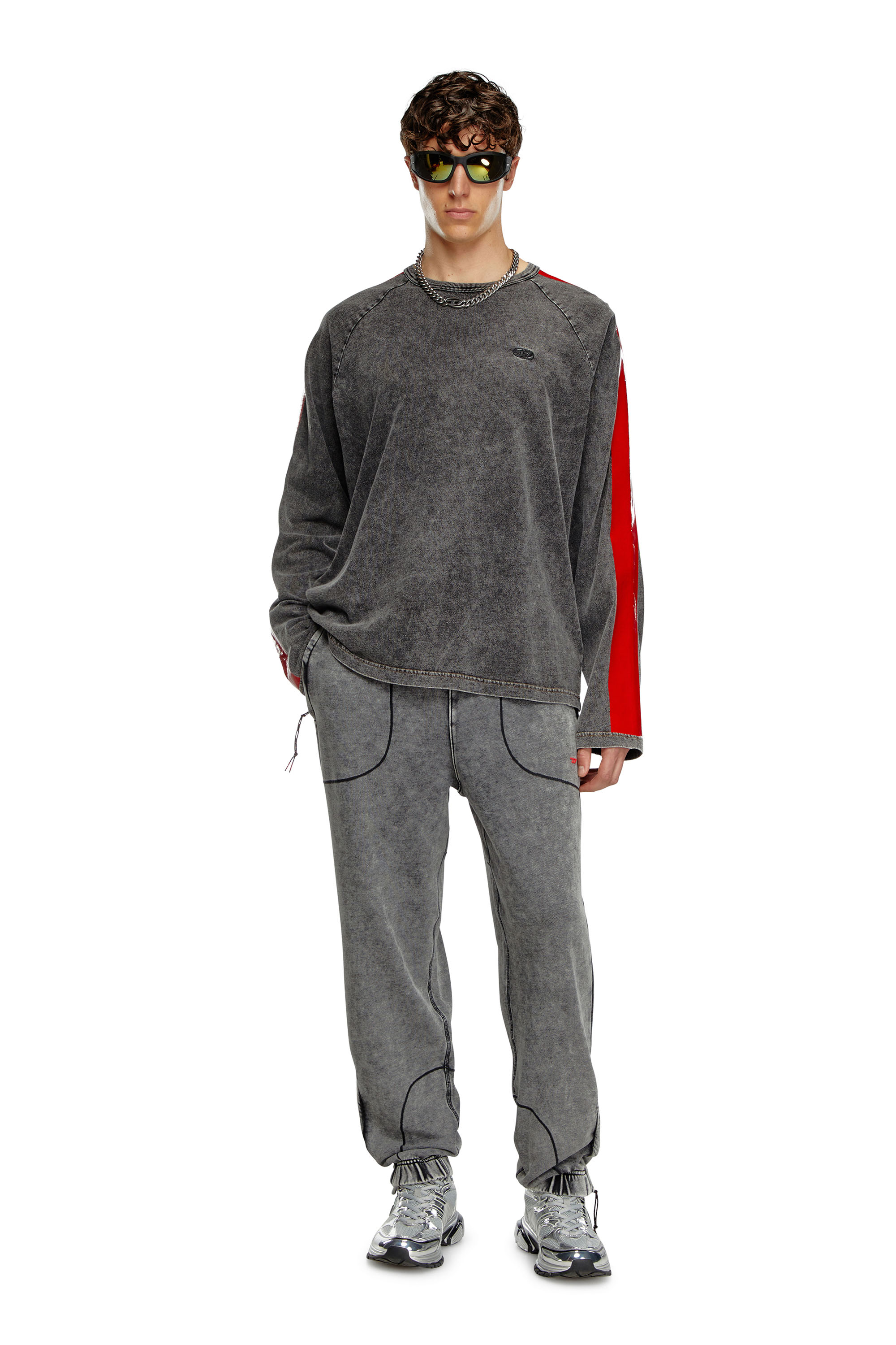 Diesel - AMSB-QUENTIN-HT57, Male Faded track pants with toggle waist in Grey - Image 3