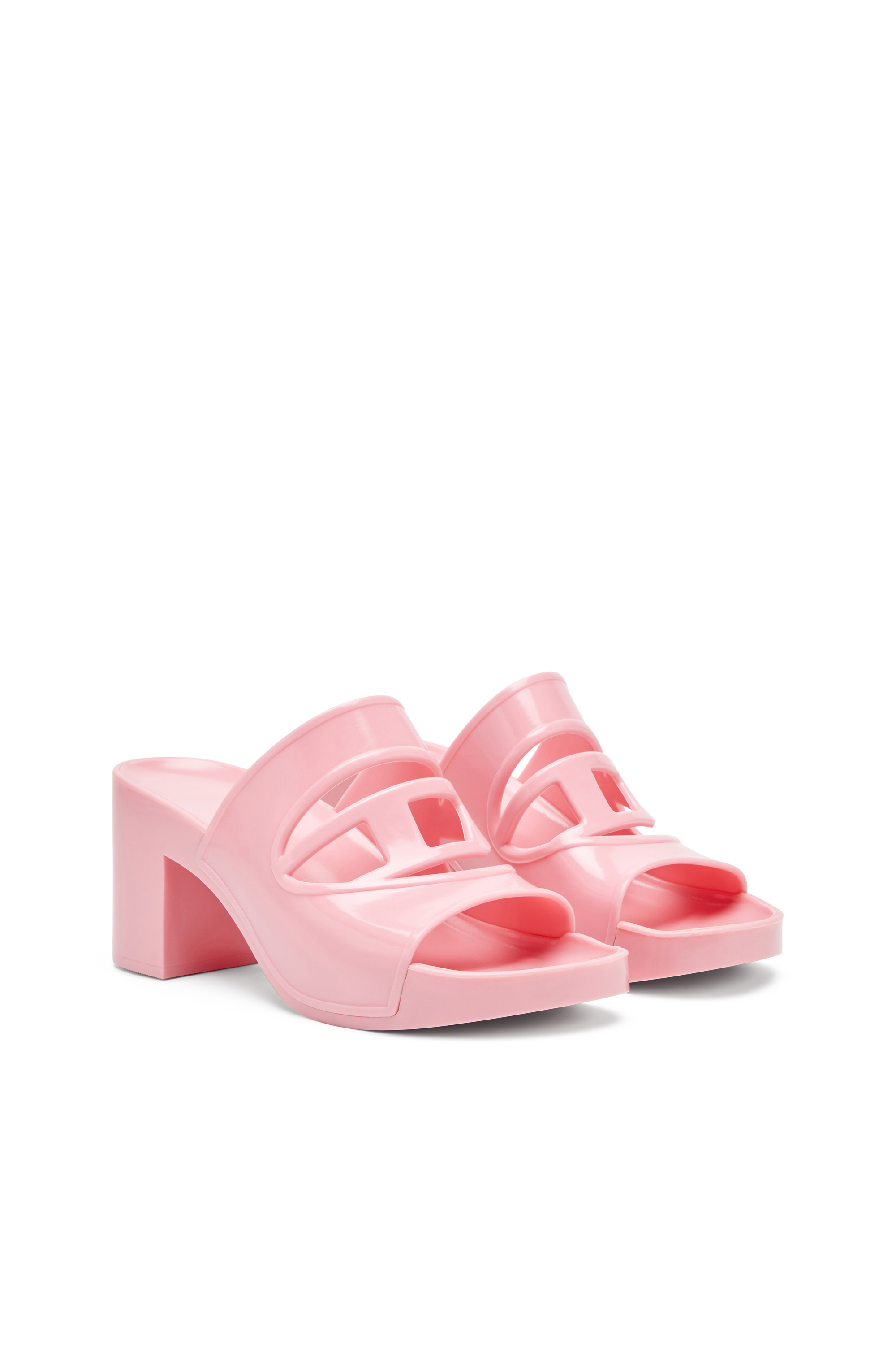 Diesel - SA-BONNIE, Female's Heeled rubber slides with cut-out logo in Pink - 2