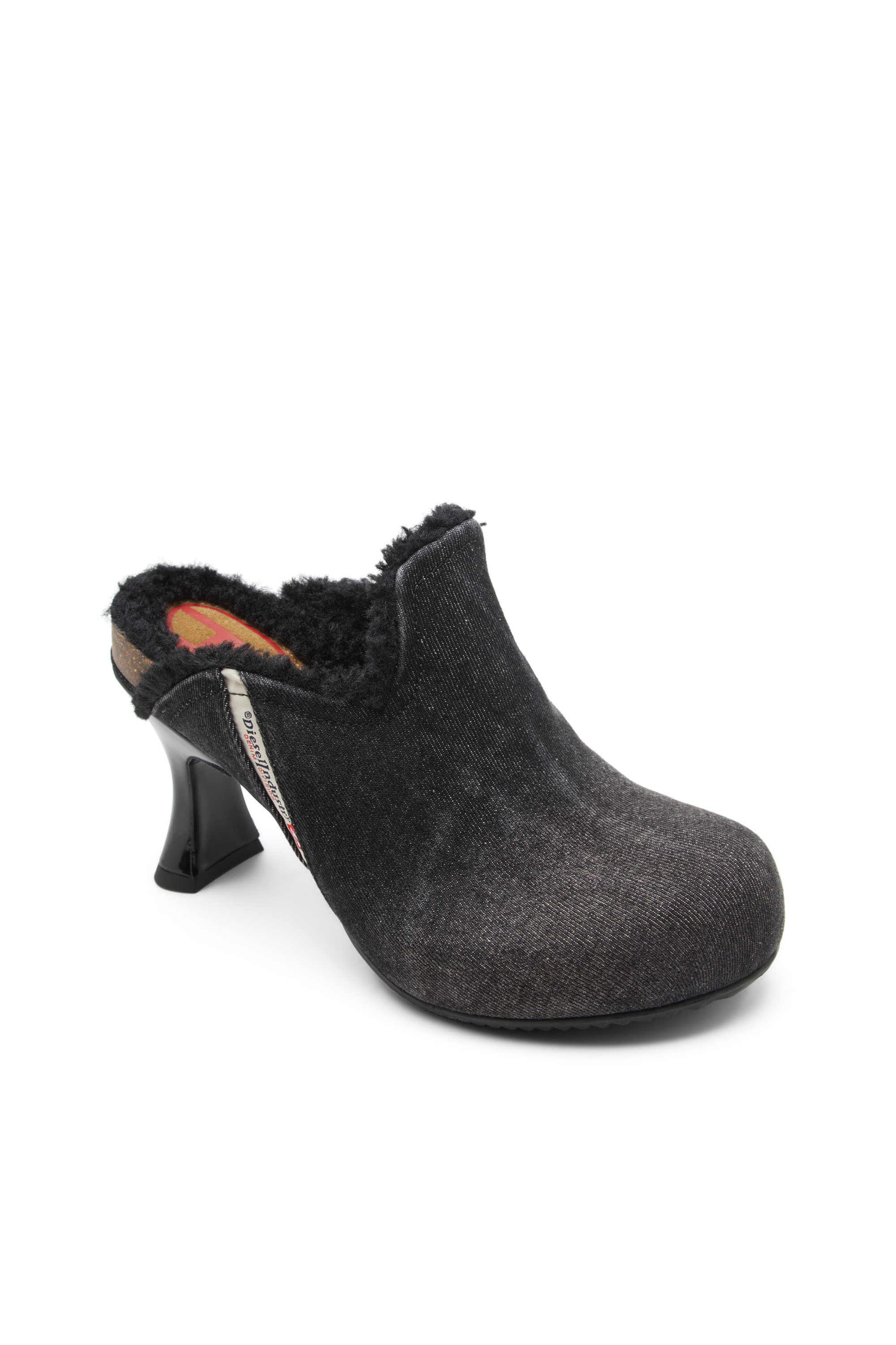 Diesel - D-WOODSTOCK ML W, Female's D-Woodstock-Plush-lined denim mules in Black - 6