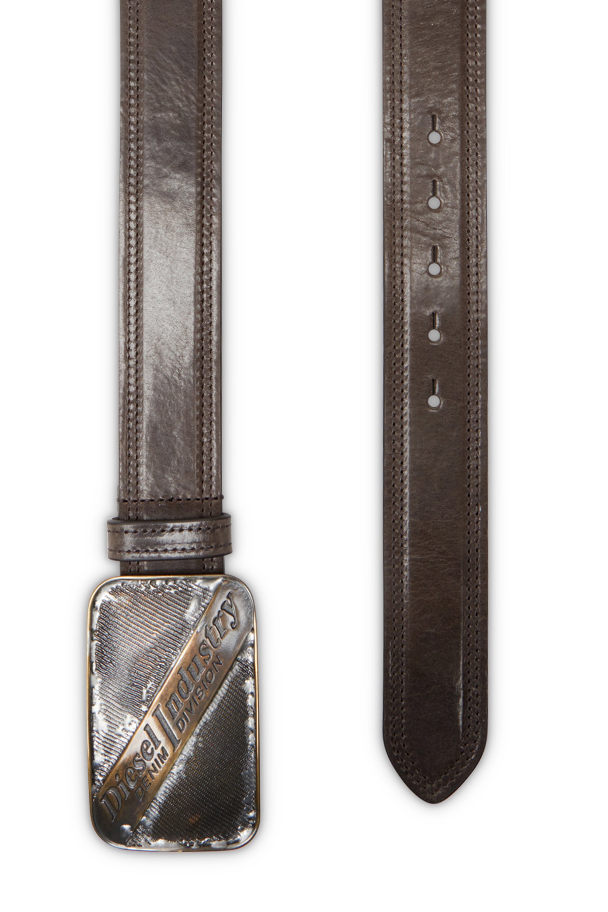 Diesel - B-INDUSTRY, Male's 4cm archival belt with rust-effect buckle in Brown - 2