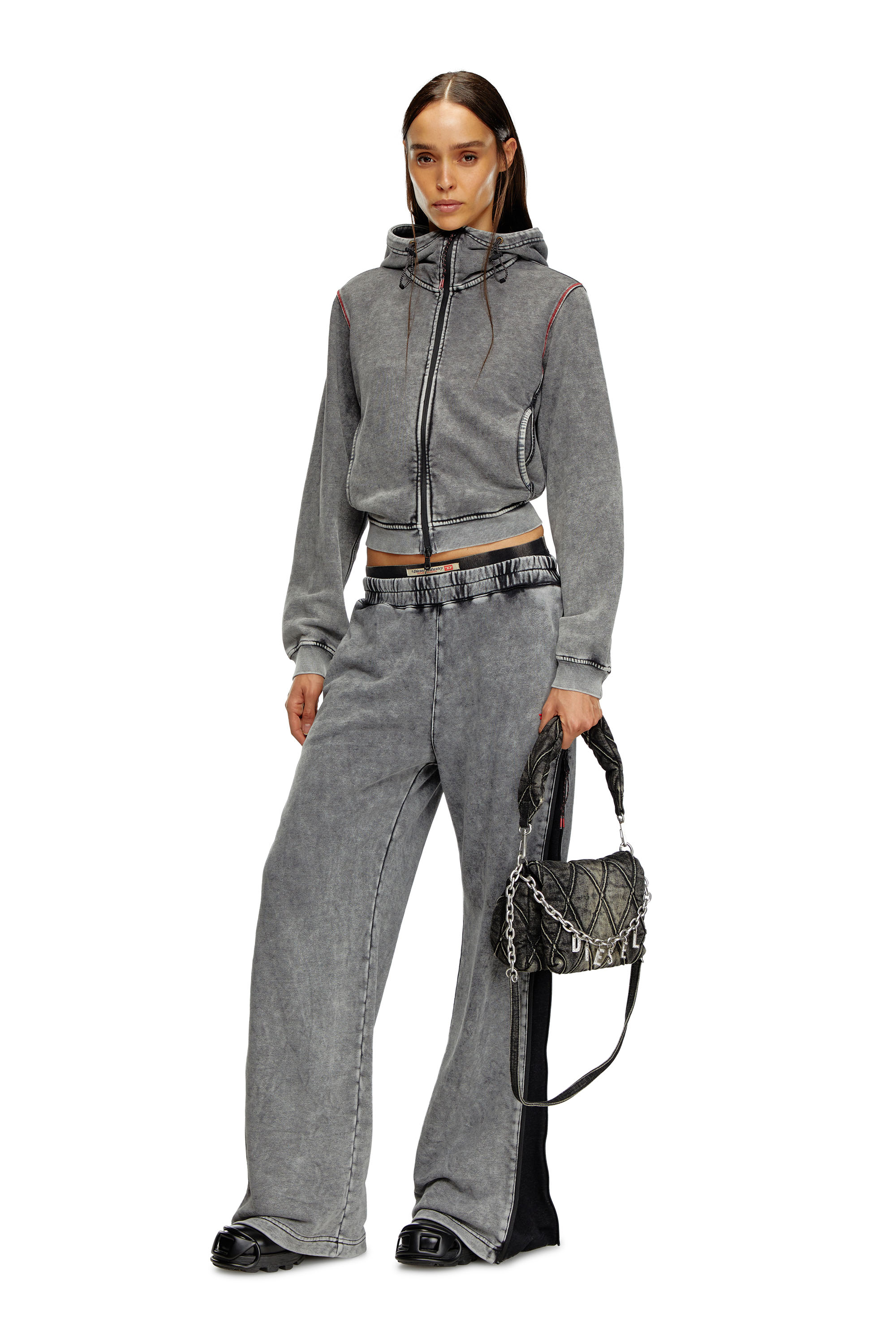 Diesel - AWSB-DELANEY-HT51, Female's Faded track pants with zip sides in Grey - 2