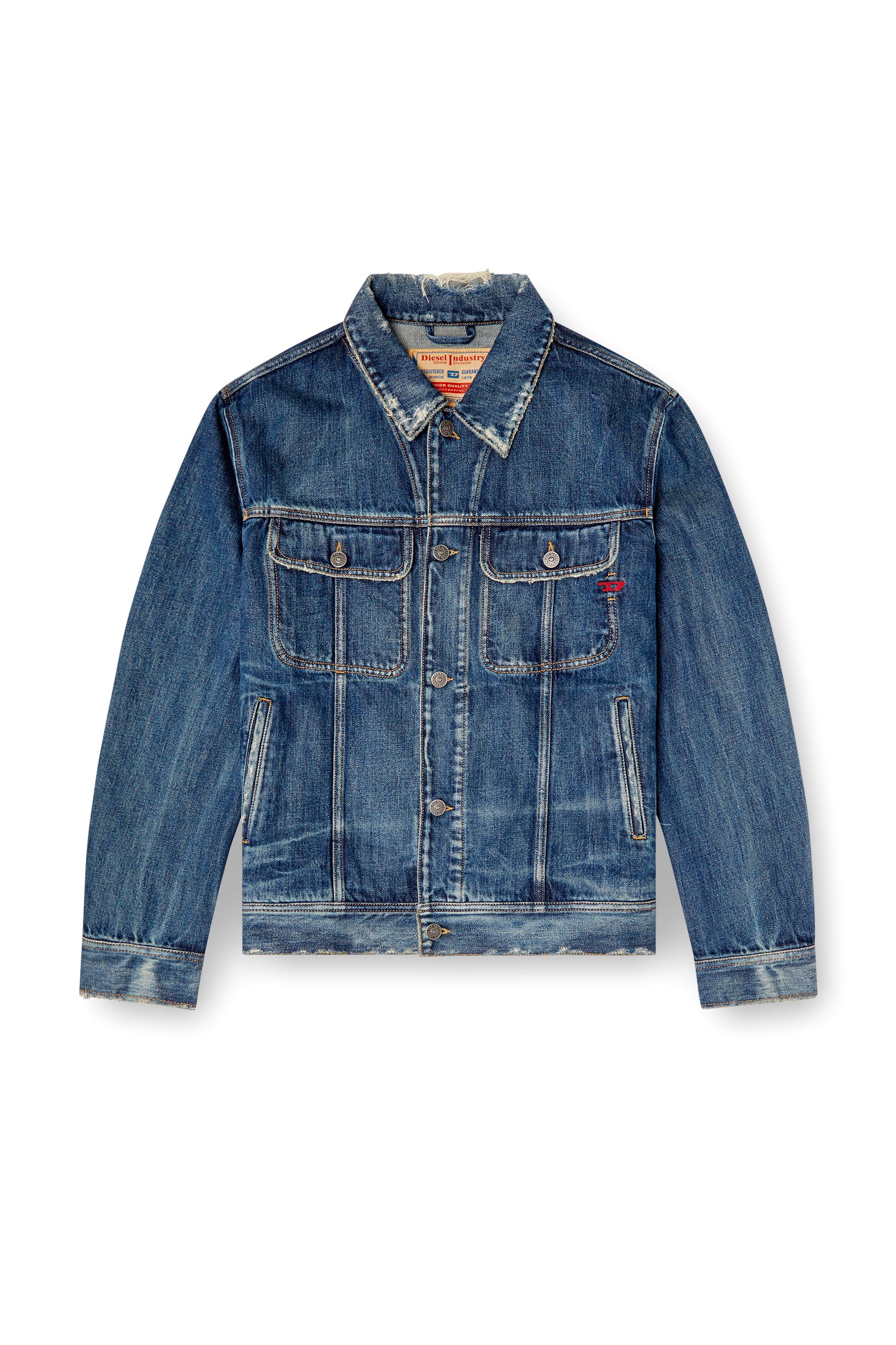 Diesel - D-BARCY, Male's Regular-fit trucker jacket in Dark Blue - 5