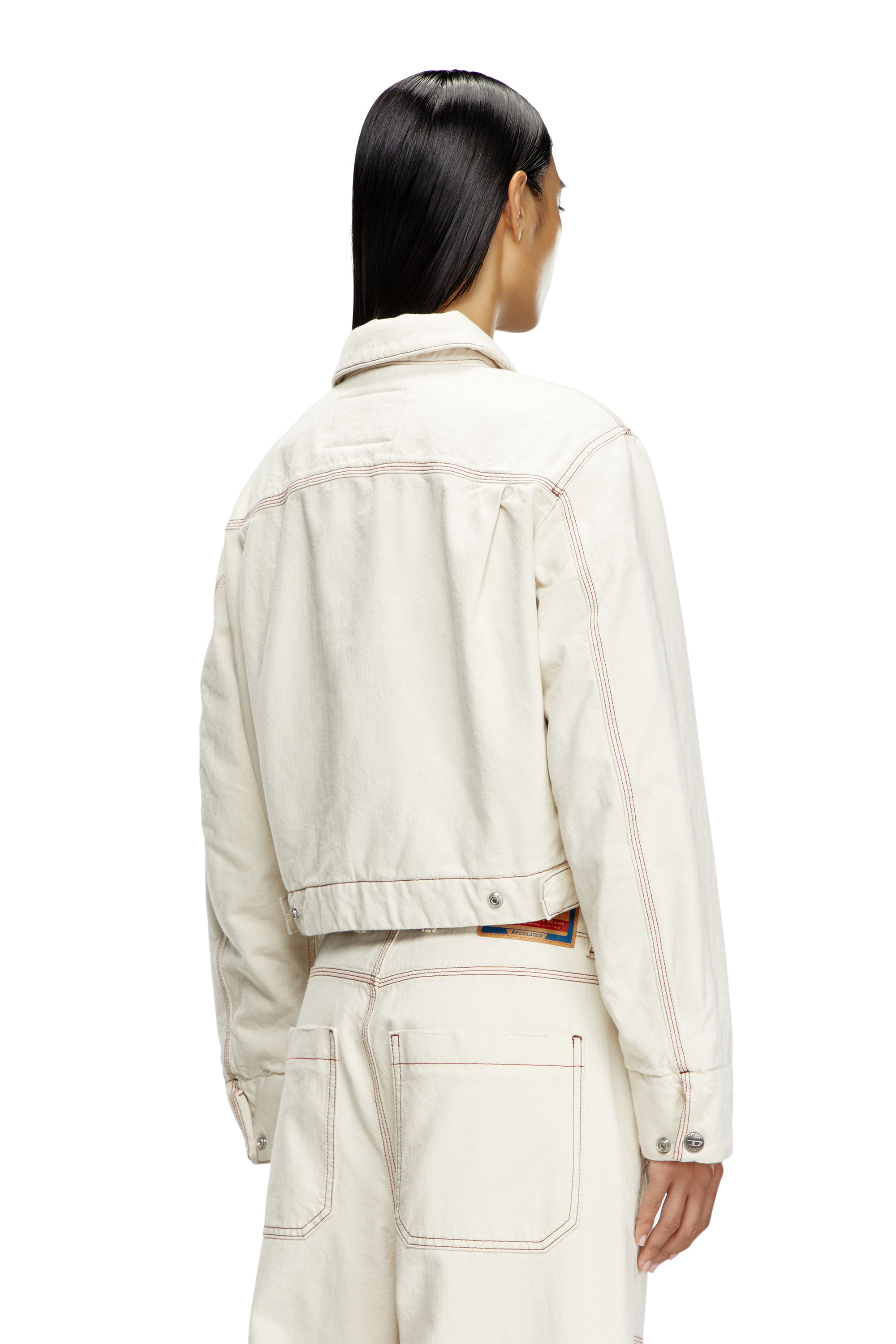 Diesel - DE-NOVA, Female's Padded jacket in clean-wash denim in White - 3