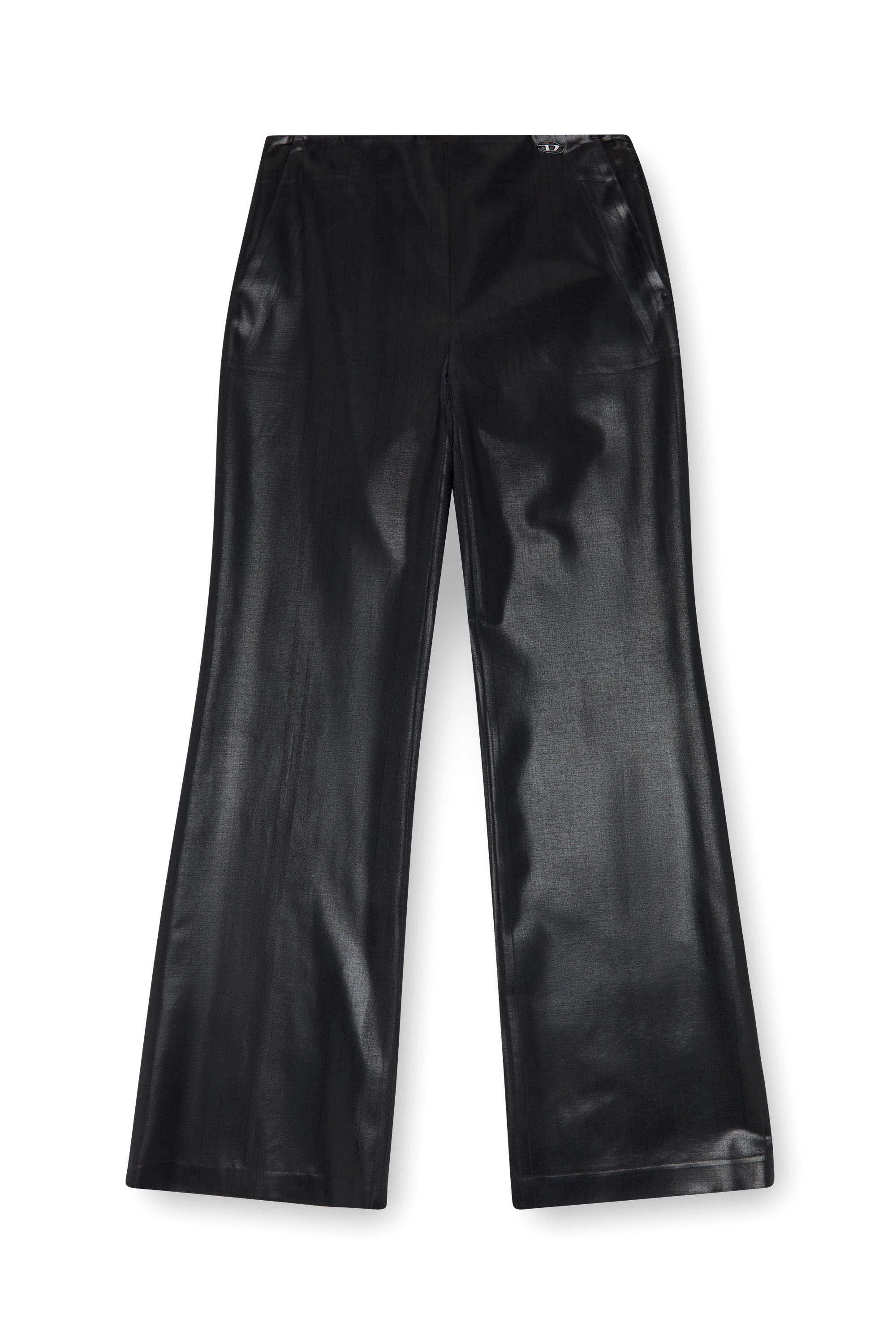 Diesel - P-OLARIS, Female's Pinstripe pants with coated front in Black - 5