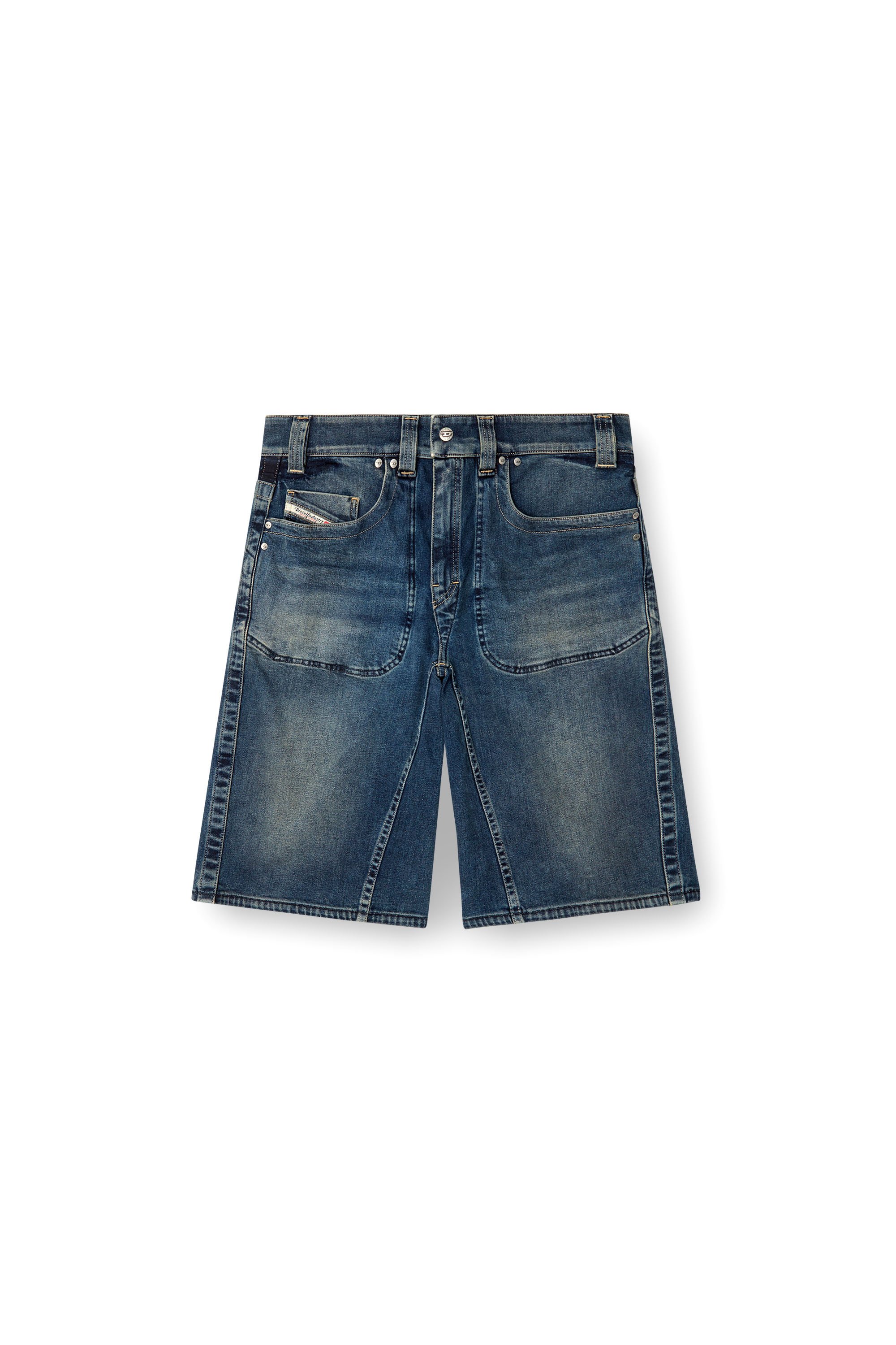 Diesel - D-MACRO-RE SHORT, Male's Bermuda shorts in Rehab denim in Dark Blue - 5