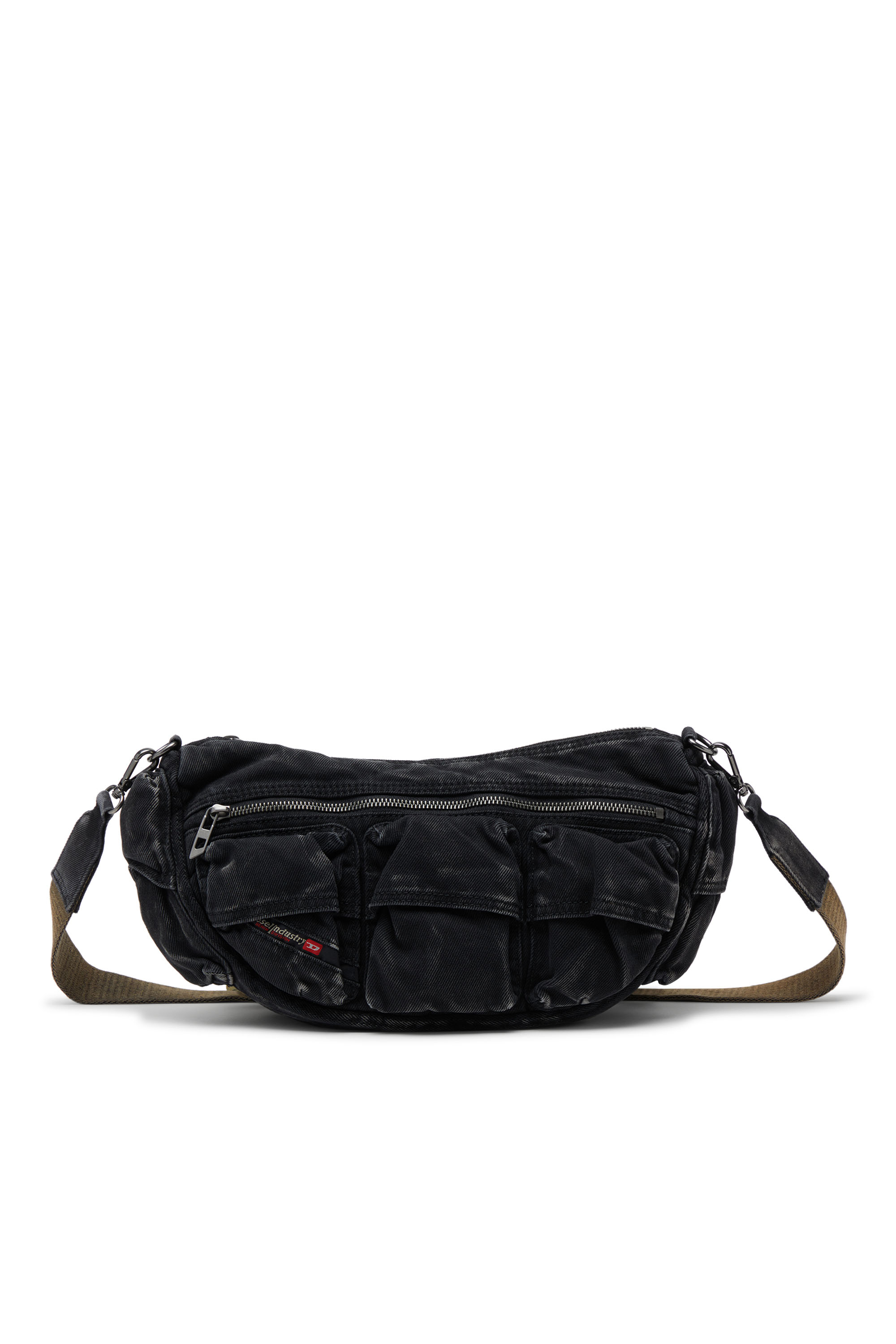 Diesel - MULTI-PKTS SHOULDER BAG X, Multi-Pkts-Sac multipoches en denim délavé Mixte in Noir - 1