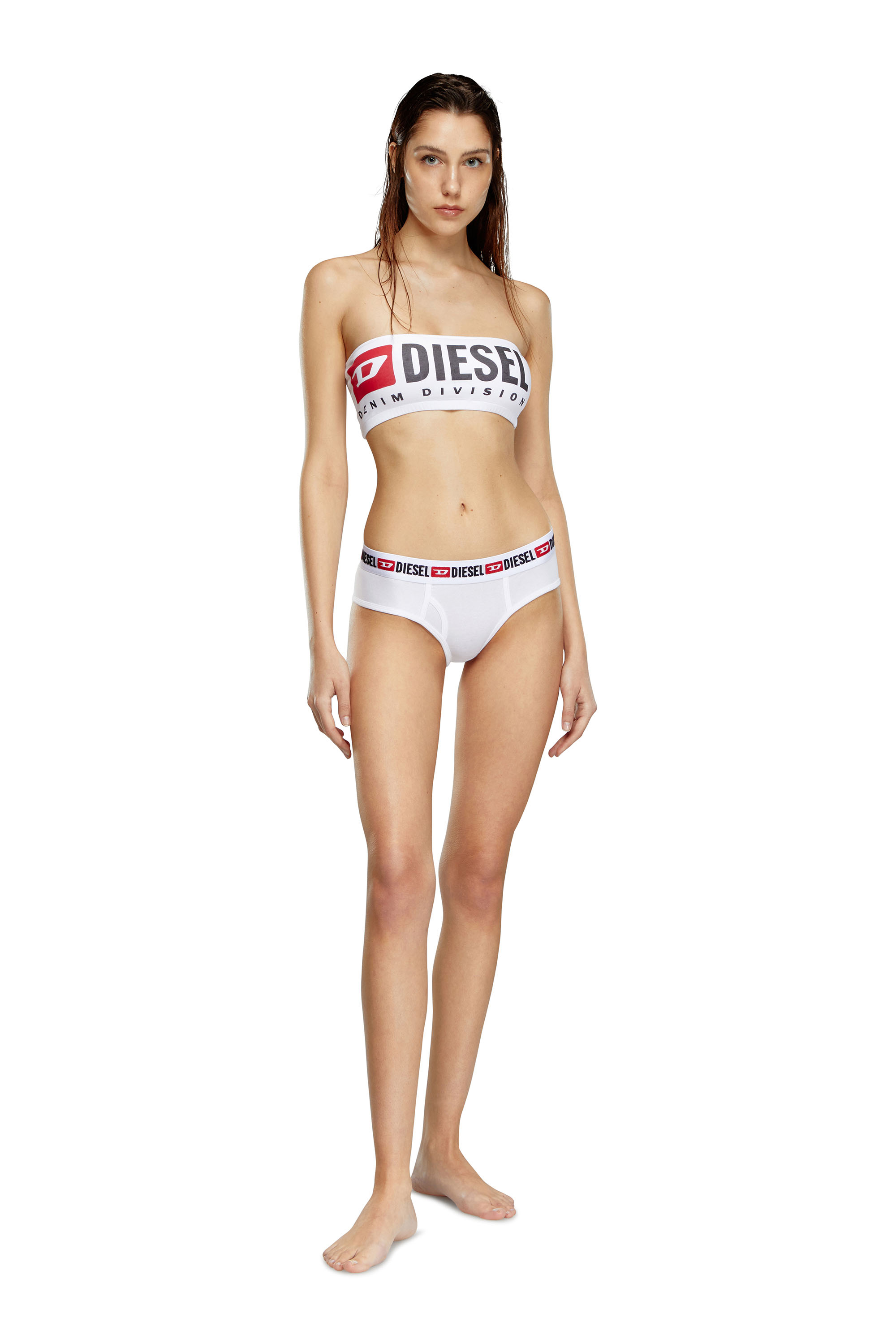 Diesel - UFSB-MELANIE, Soutien-gorge sans bretelles avec maxi logo Femme in Blanc - 1