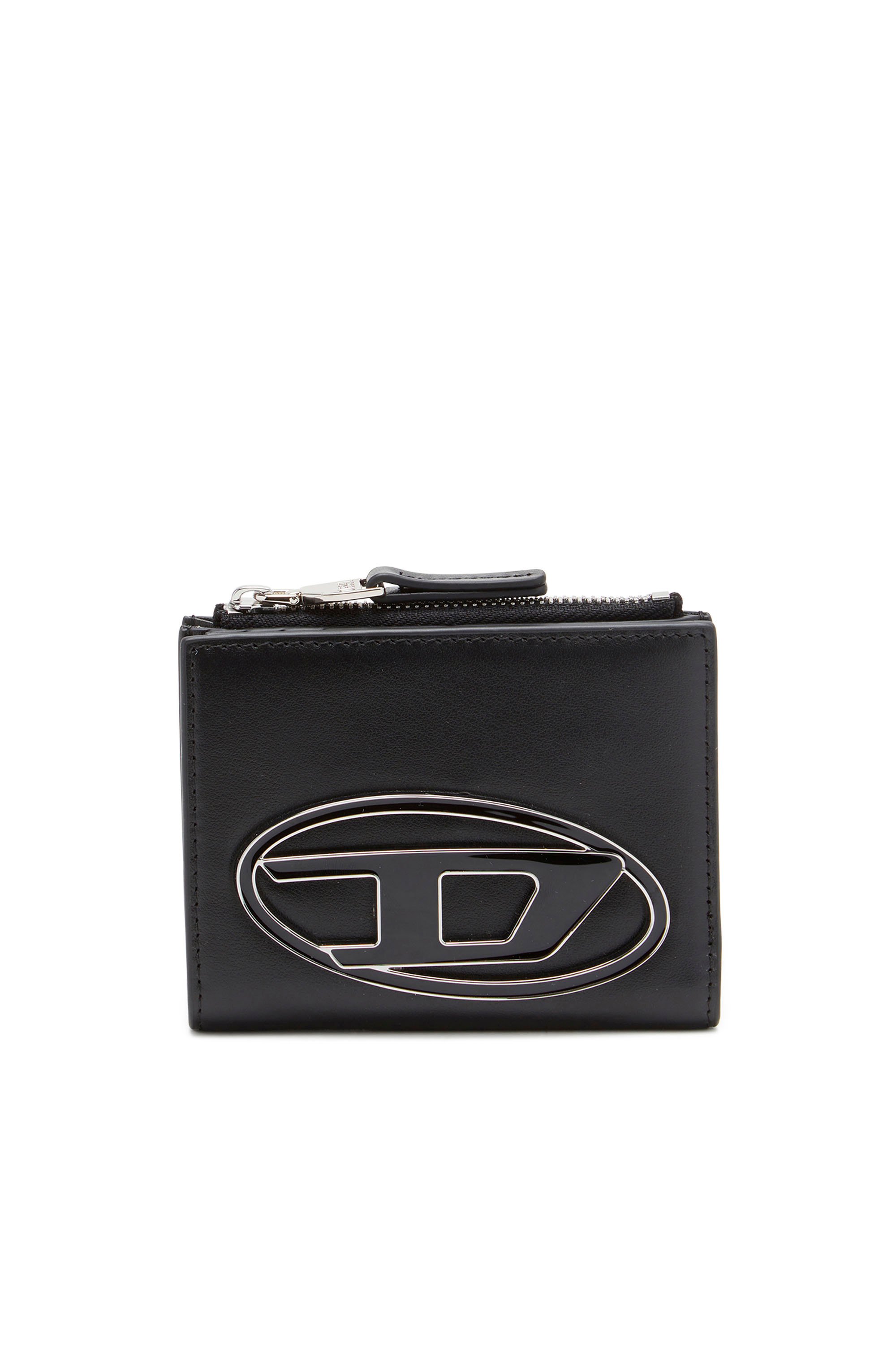 Diesel - 1DR BI-FOLD ZIP II, Female Small leather wallet with logo plaque in Black - Image 1