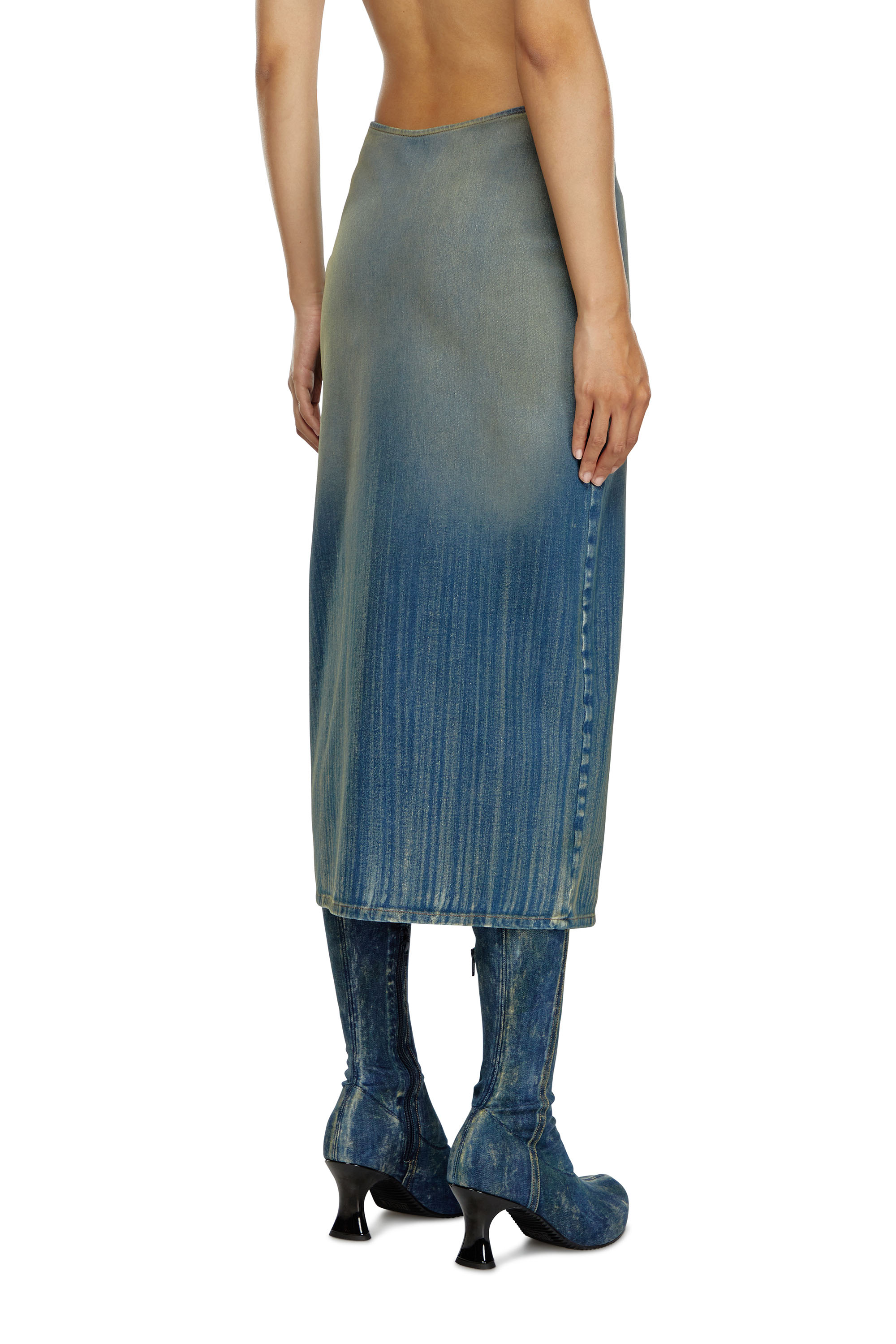 Diesel - DE-MAURY-S, Female Pencil skirt in light streaky denim in Blue - Image 4