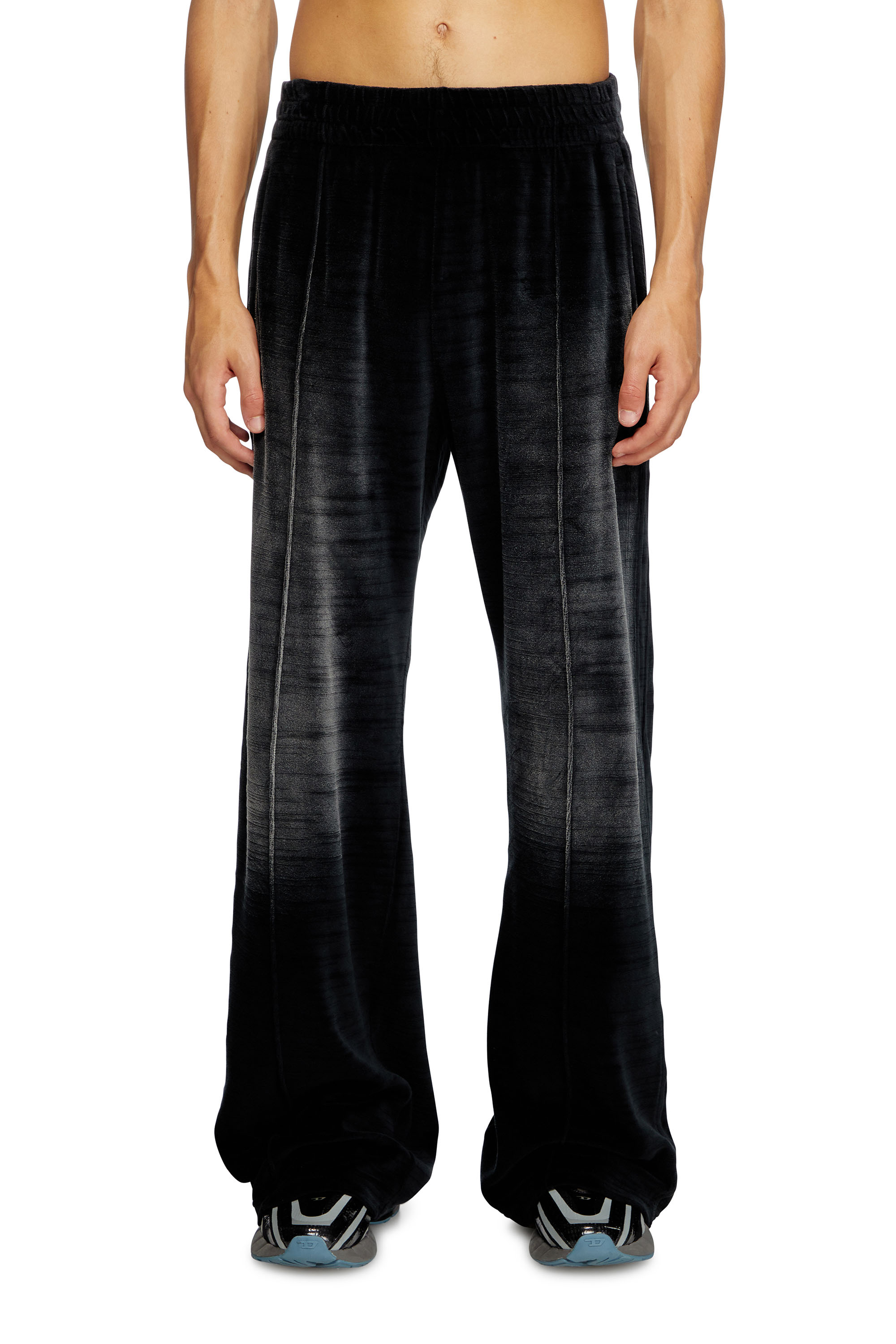 Diesel - P-OZAMP-BAND, Male's Faded velvet track pants in Black - 1