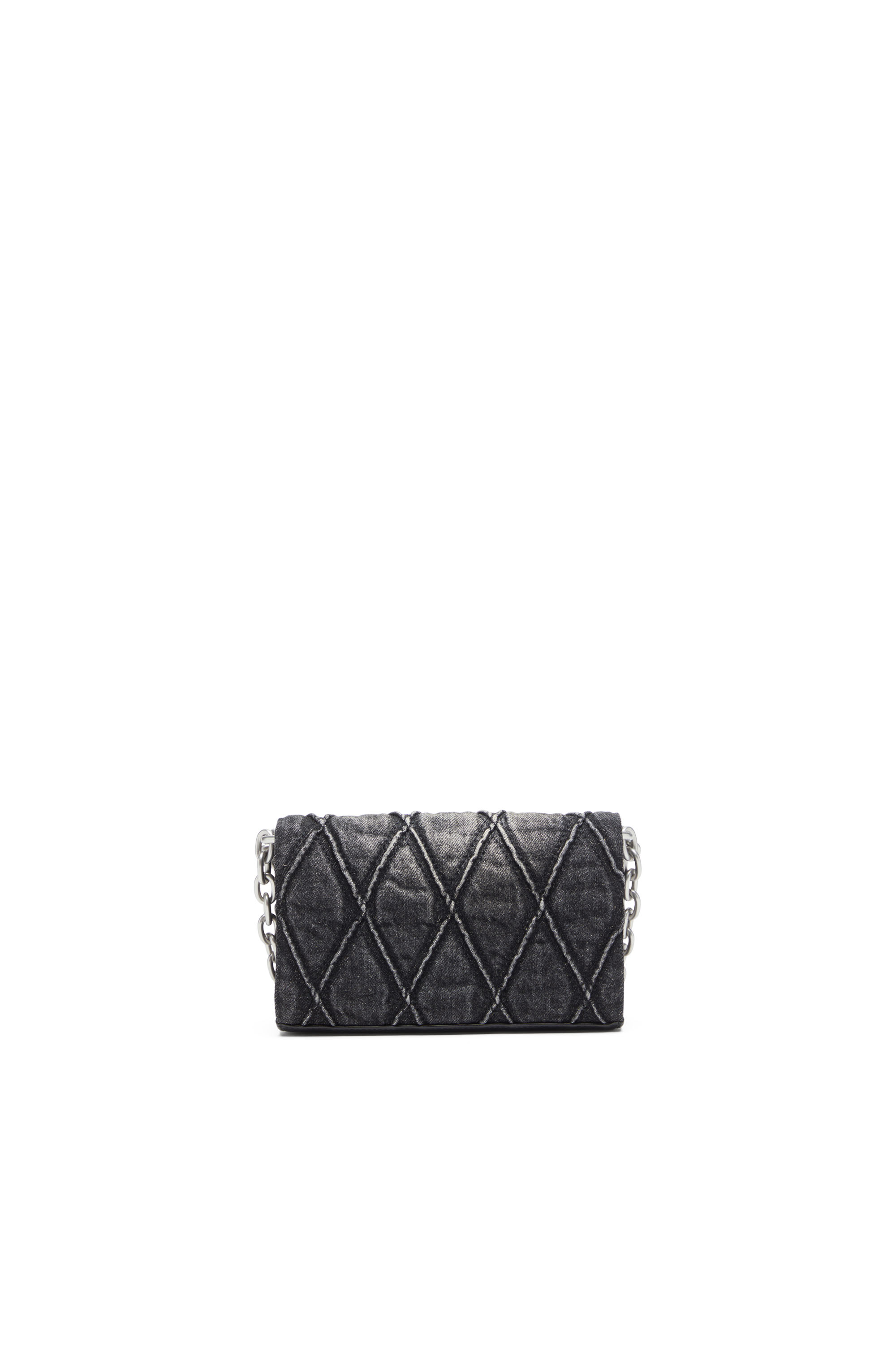 Diesel - CHARM-D WALLET STRAP, Female's Wallet purse in argyle quilted denim in Black - 2