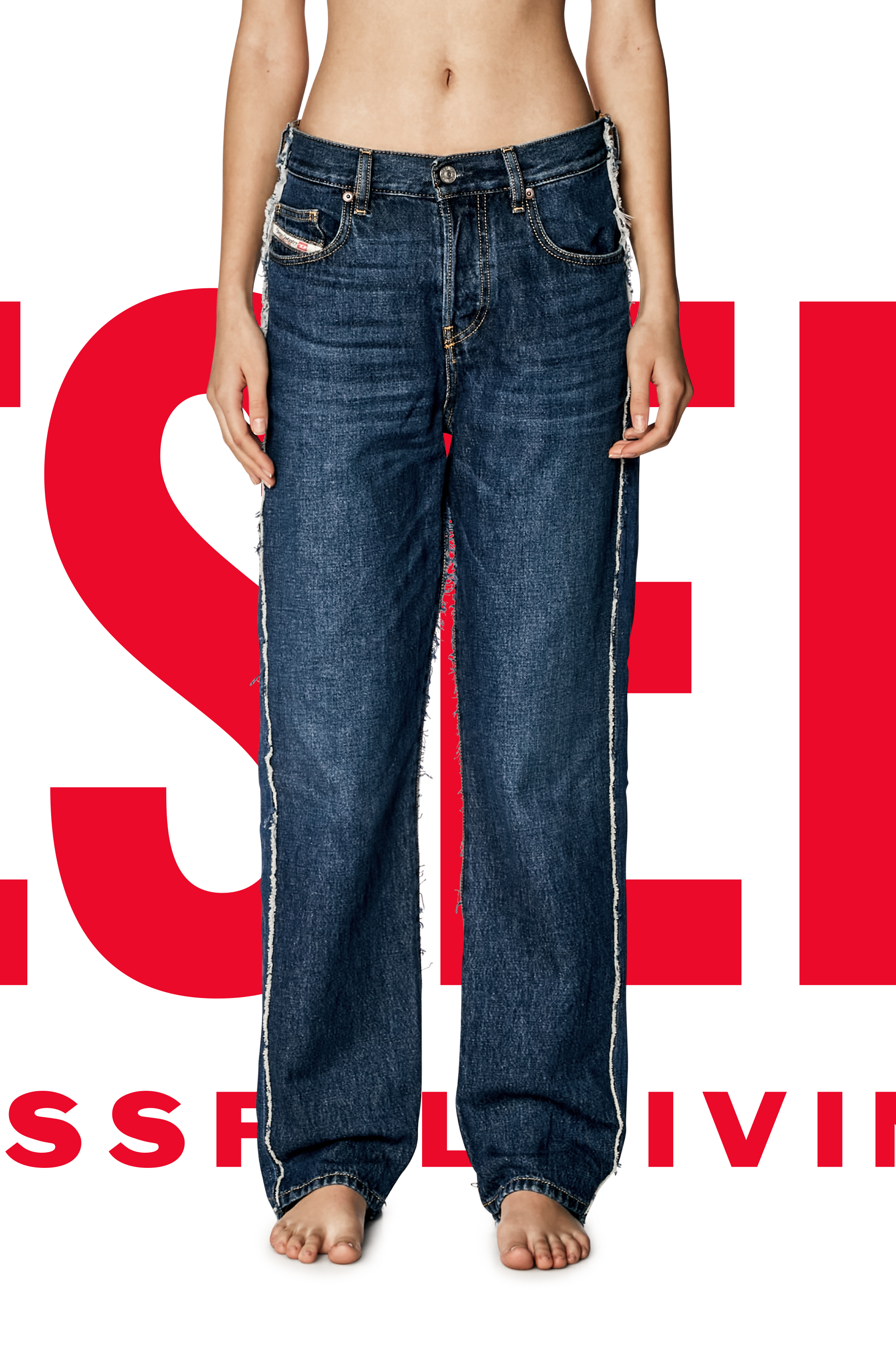 Diesel - Straight Jeans Dieseloves 03 09K47, Bleu moyen - Image 7
