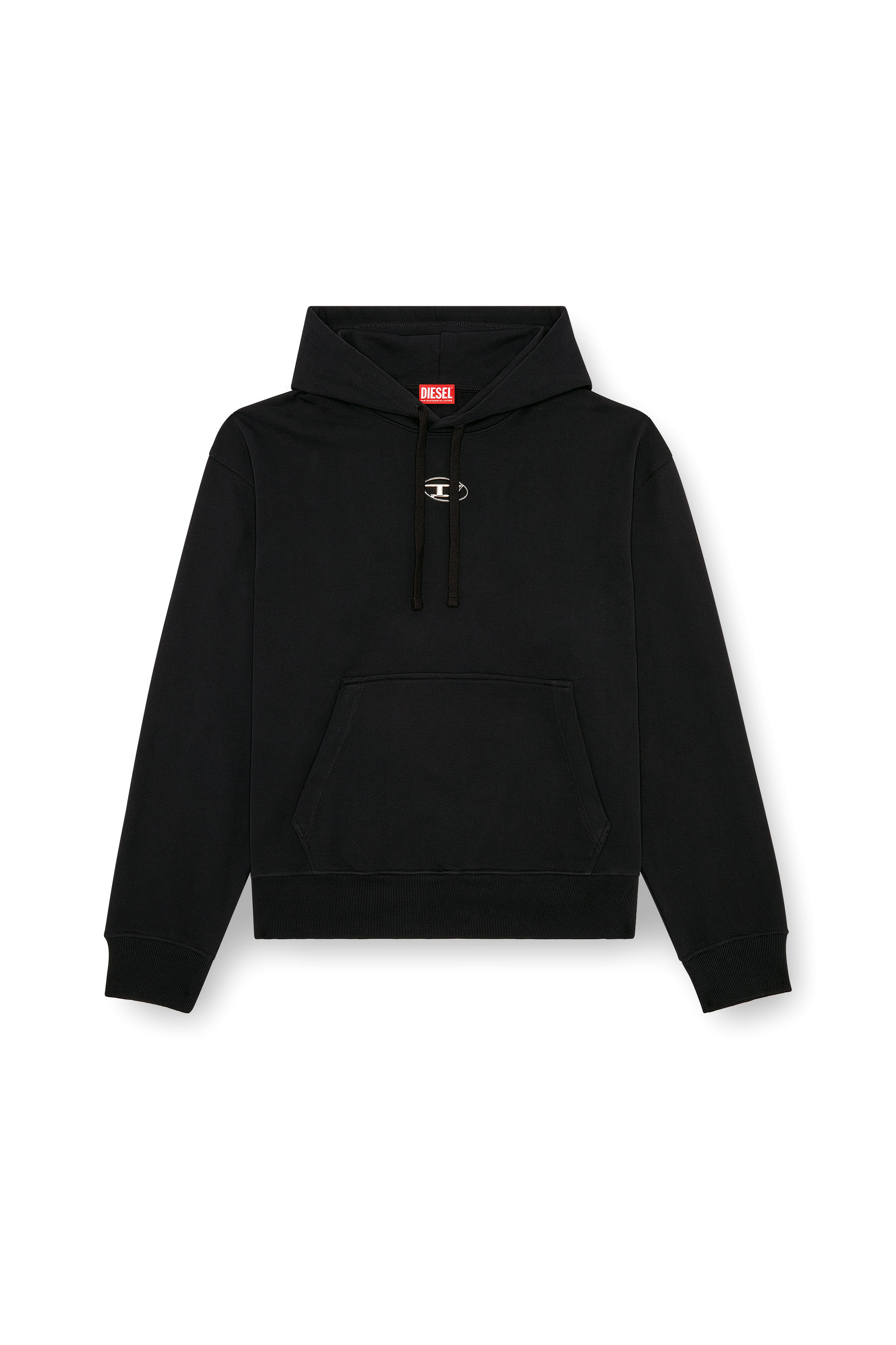 Diesel - S-MACS-HOOD-OD, Male Oversized hoodie with metallic logo in Black - Image 5