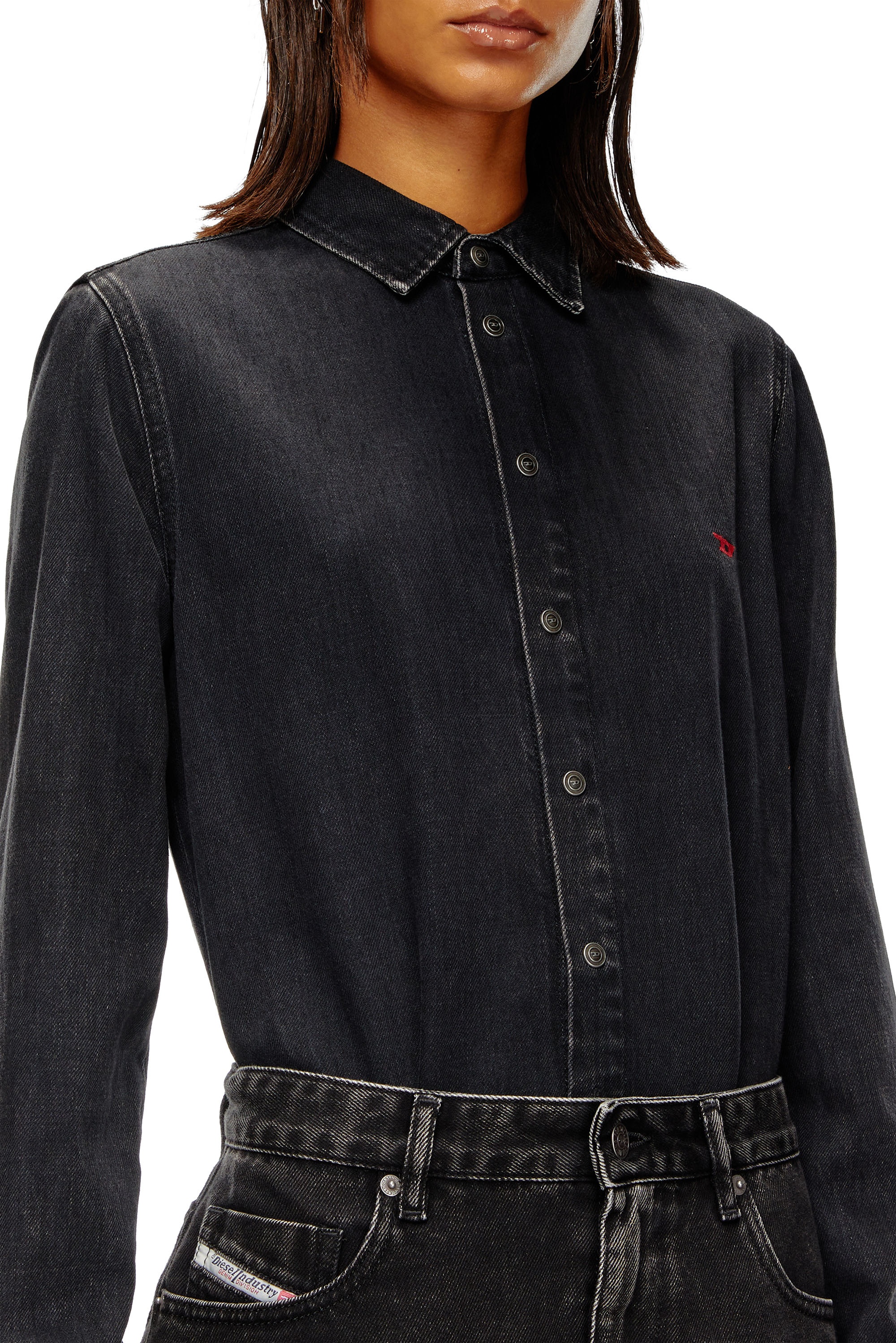 Diesel - DE-DESY-D, Robe en denim avec détail jupe Femme in Noir - 5