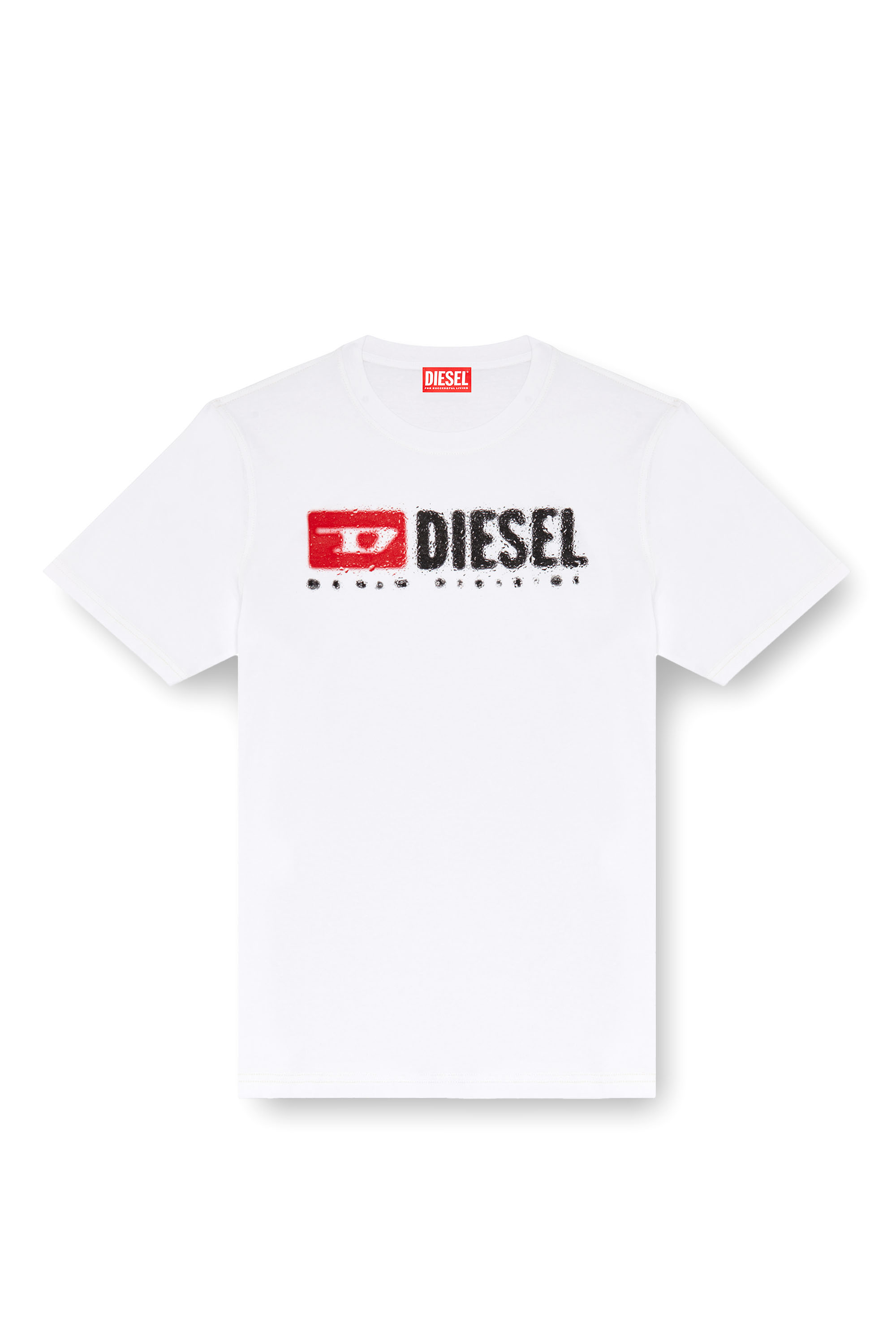 Diesel - T-ADJUST-K14, T-shirt avec logo effet éclaboussé Homme in Blanc - 4