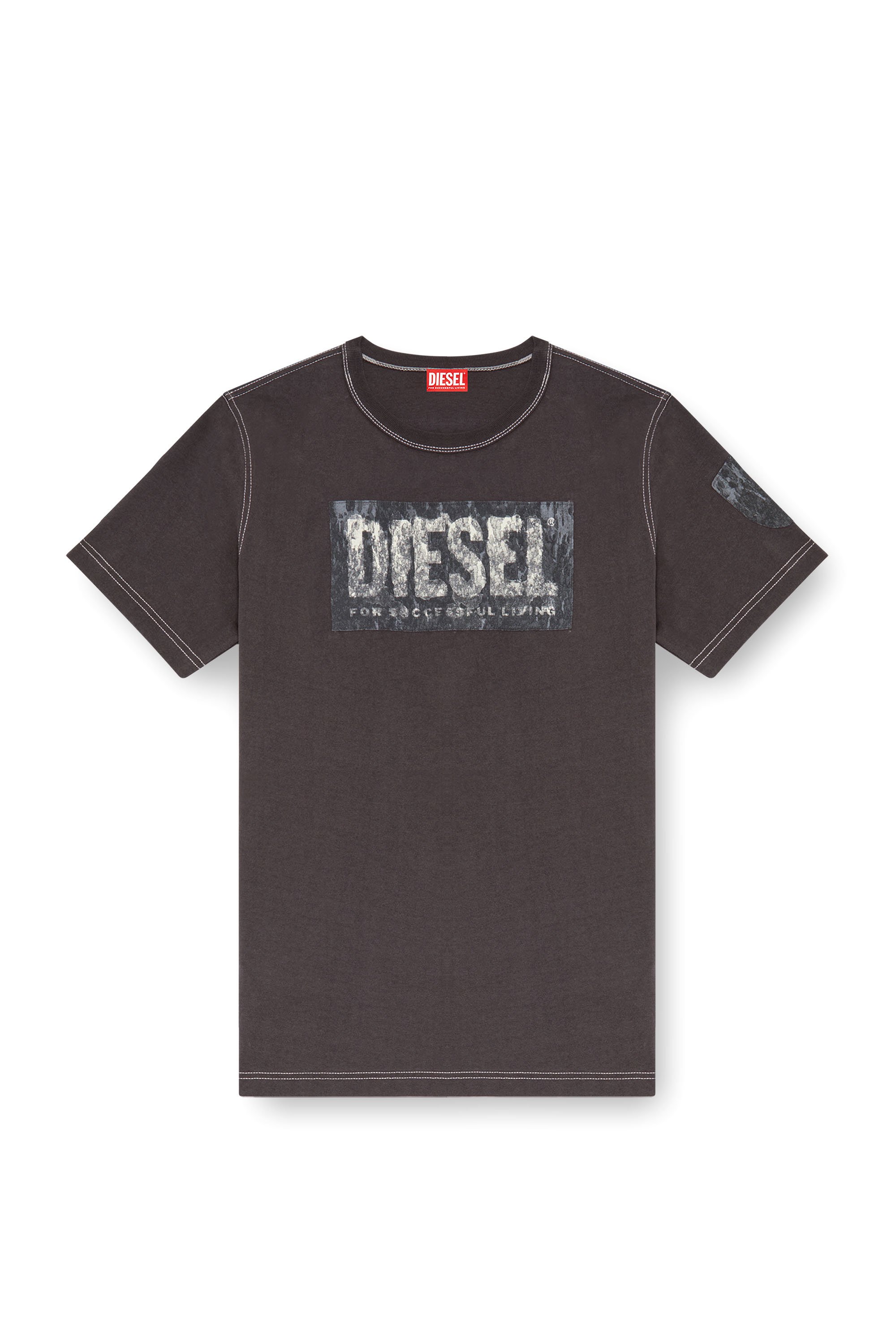 Diesel - T-ADJUST-Q1, T-shirt avec empiècements graphiques Homme in Gris - 4